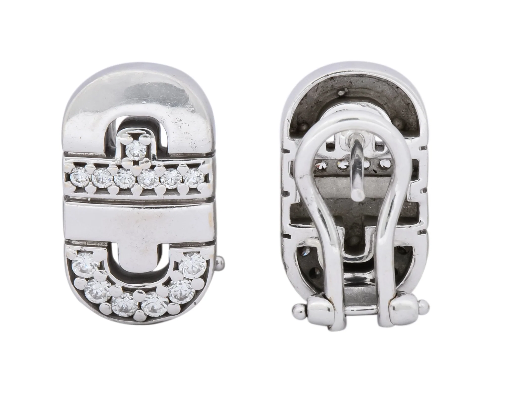 Bulgari Diamond 18 Karat White Gold Parentesi Earrings - Image 4