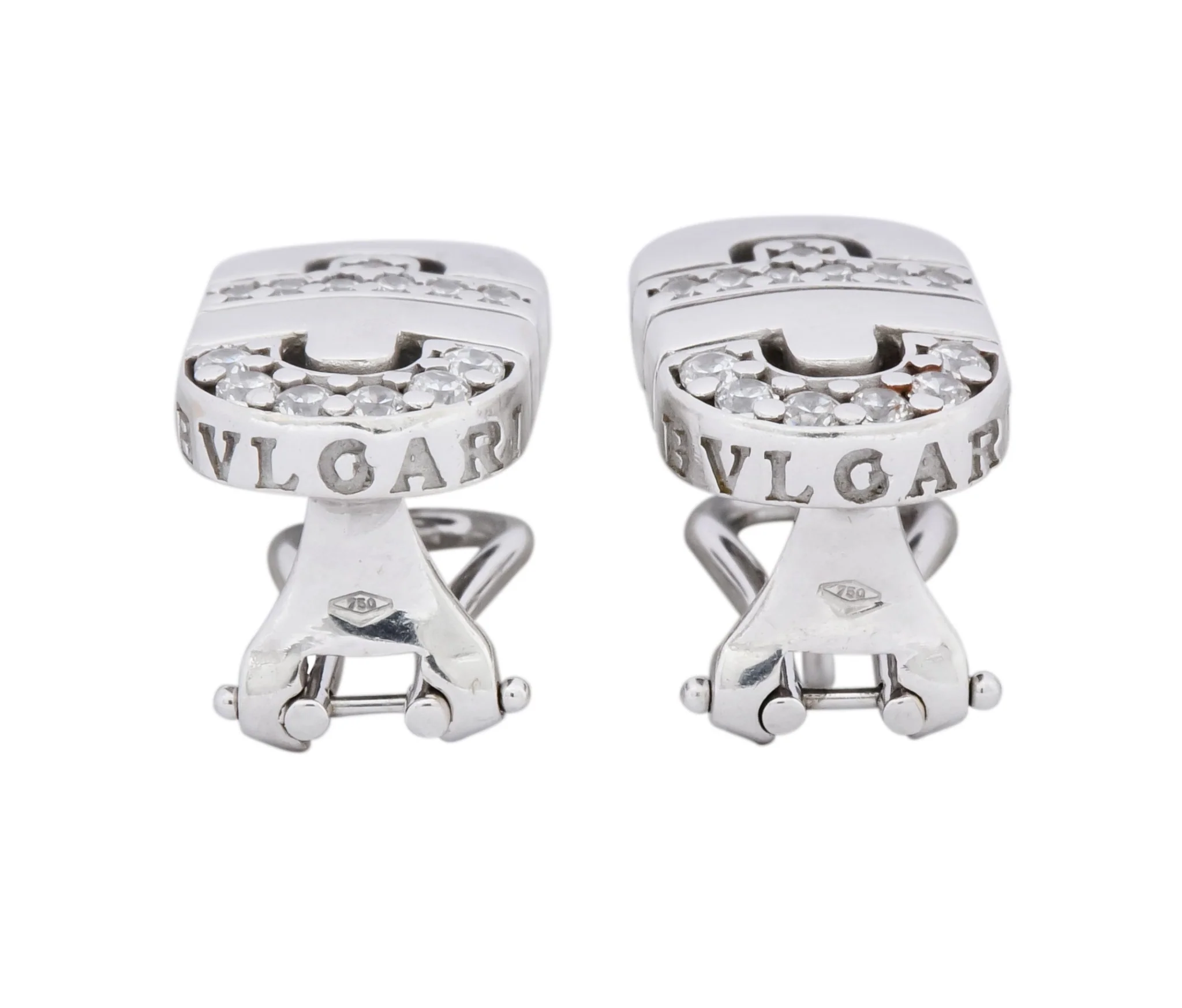 Bulgari Diamond 18 Karat White Gold Parentesi Earrings - Image 9