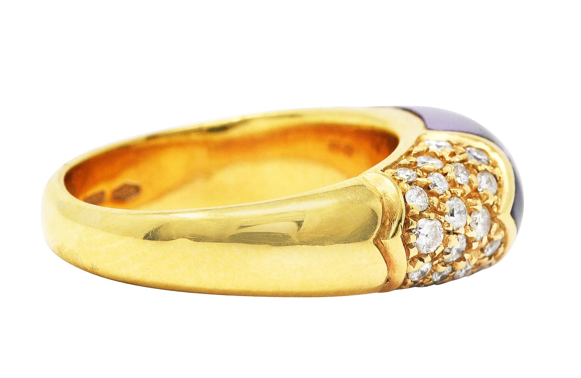 Bulgari Diamond Amethyst 18 Karat Yellow Gold Tronchetto Band Ring - Image 3