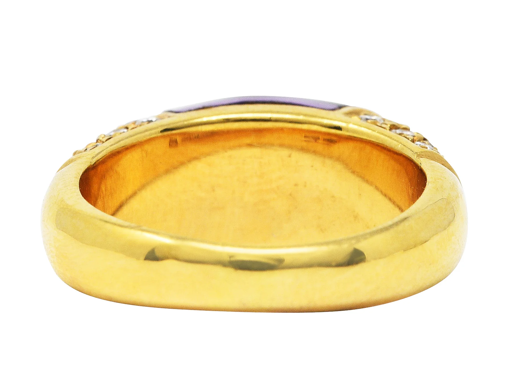 Bulgari Diamond Amethyst 18 Karat Yellow Gold Tronchetto Band Ring - Image 4