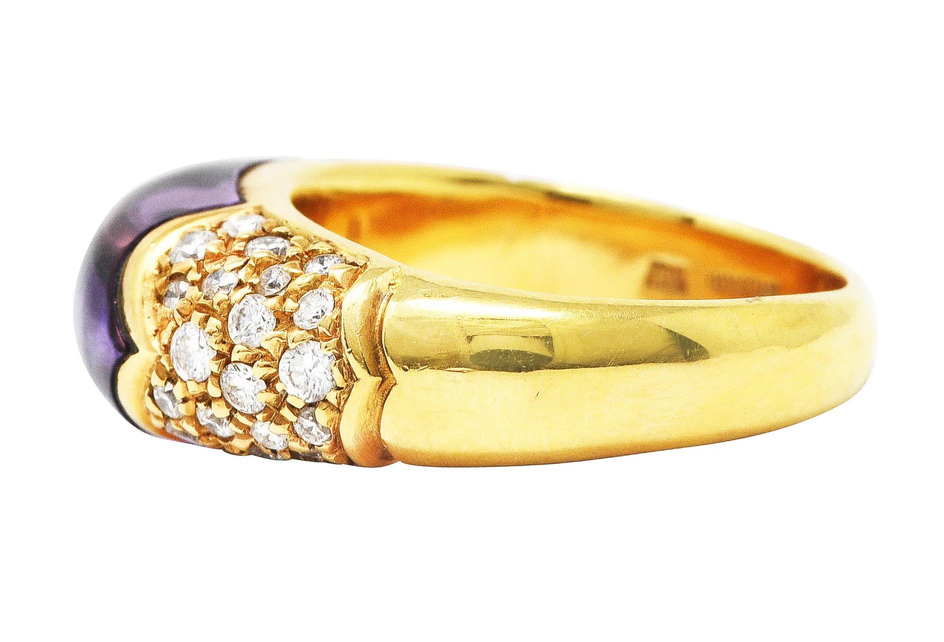 Bulgari Diamond Amethyst 18 Karat Yellow Gold Tronchetto Band Ring - Image 5