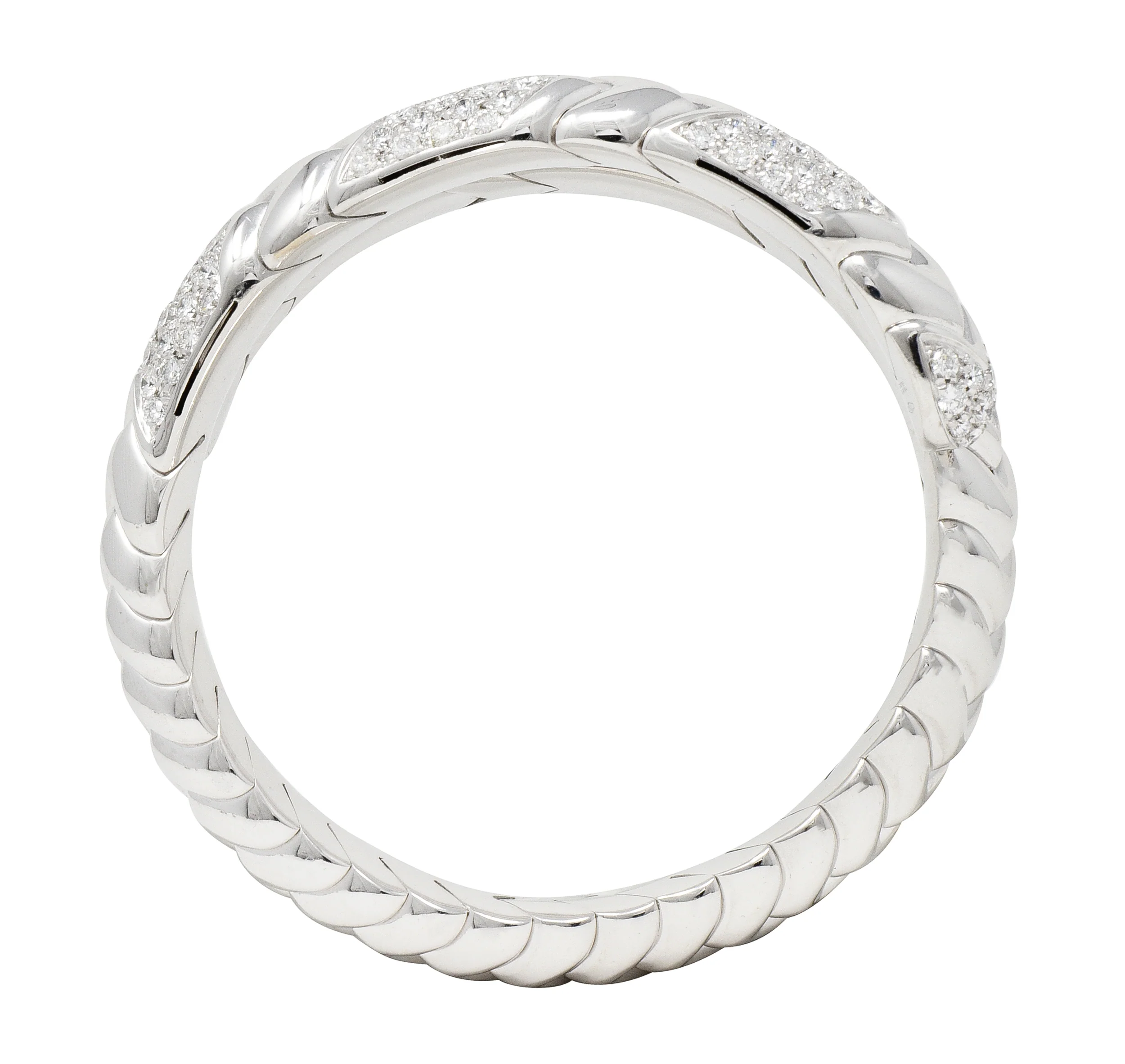 Bulgari French 6.50 CTW Diamond 18 Karat White Gold Spiga Serpenti Wrap Cuff Bracelet - Image 9