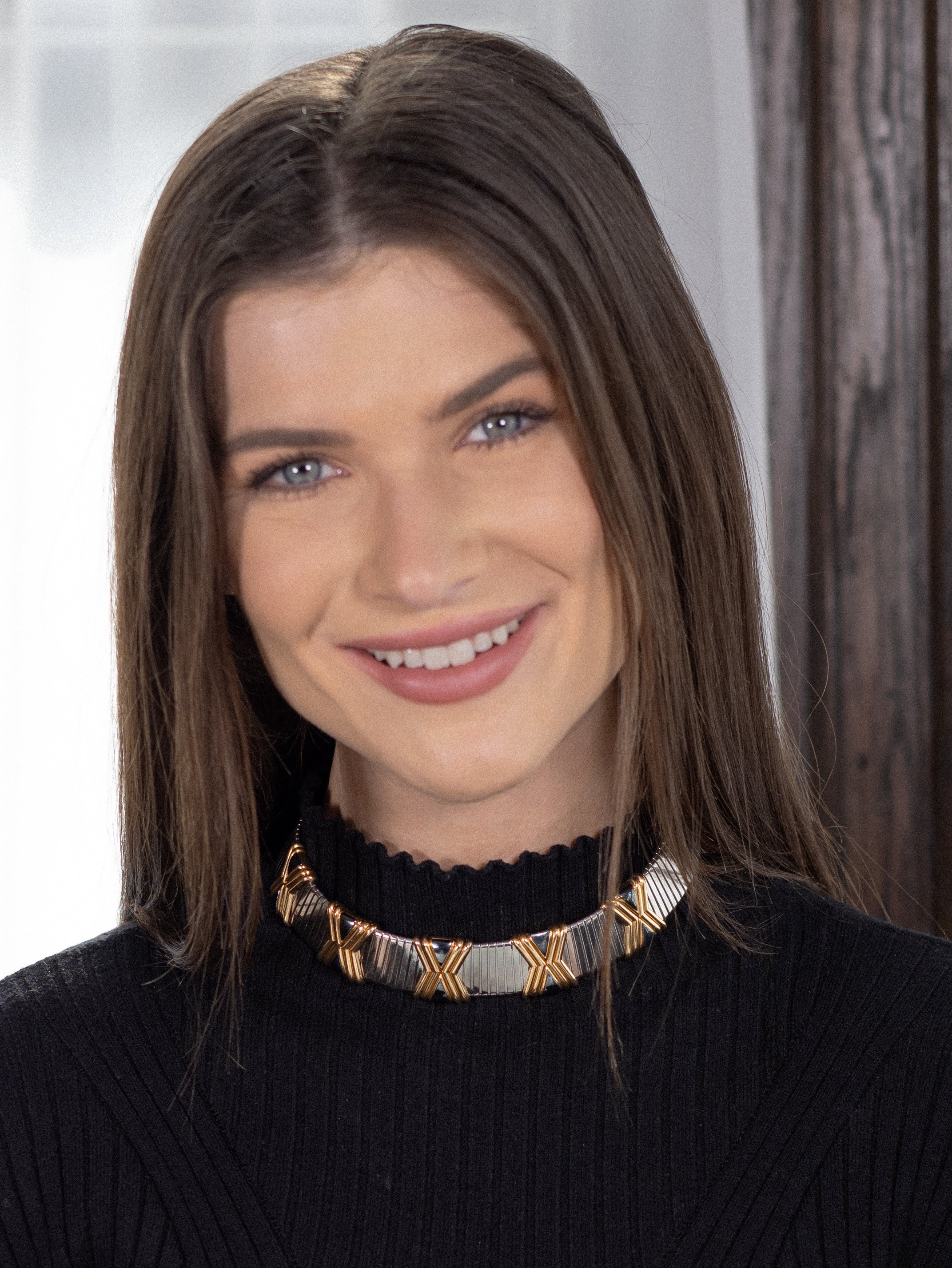 Bulgari Hematite Stainless Steel 18 Karat Gold X Tobogas Collar Necklace - Image 3