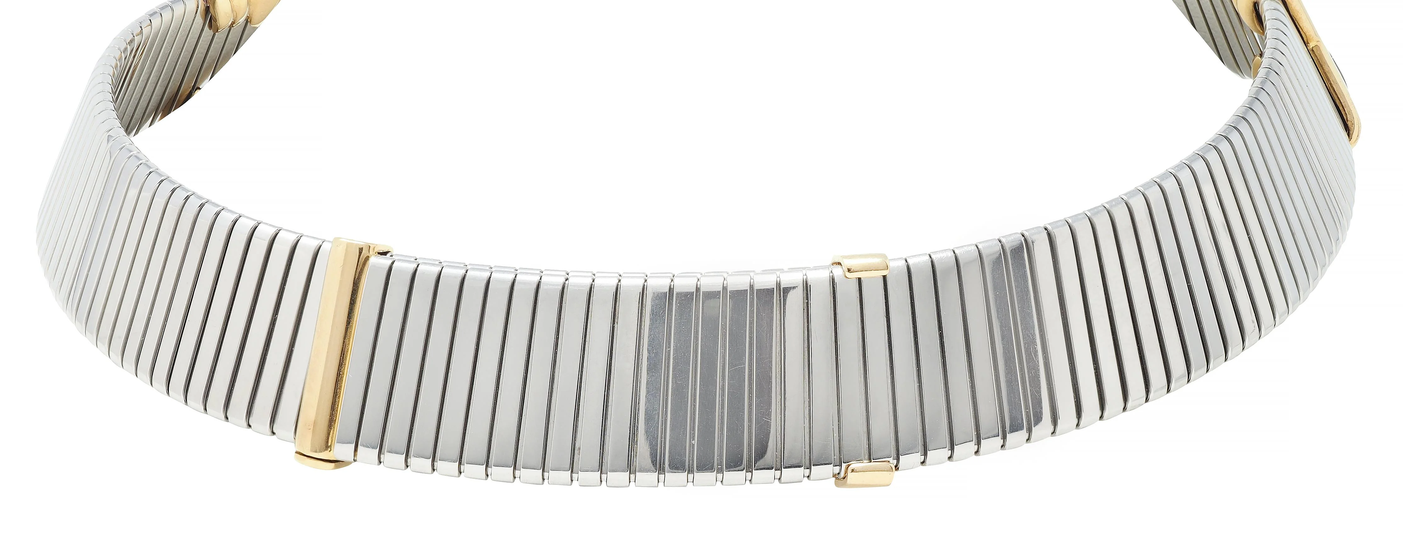 Bulgari Hematite Stainless Steel 18 Karat Gold X Tobogas Collar Necklace - Image 5