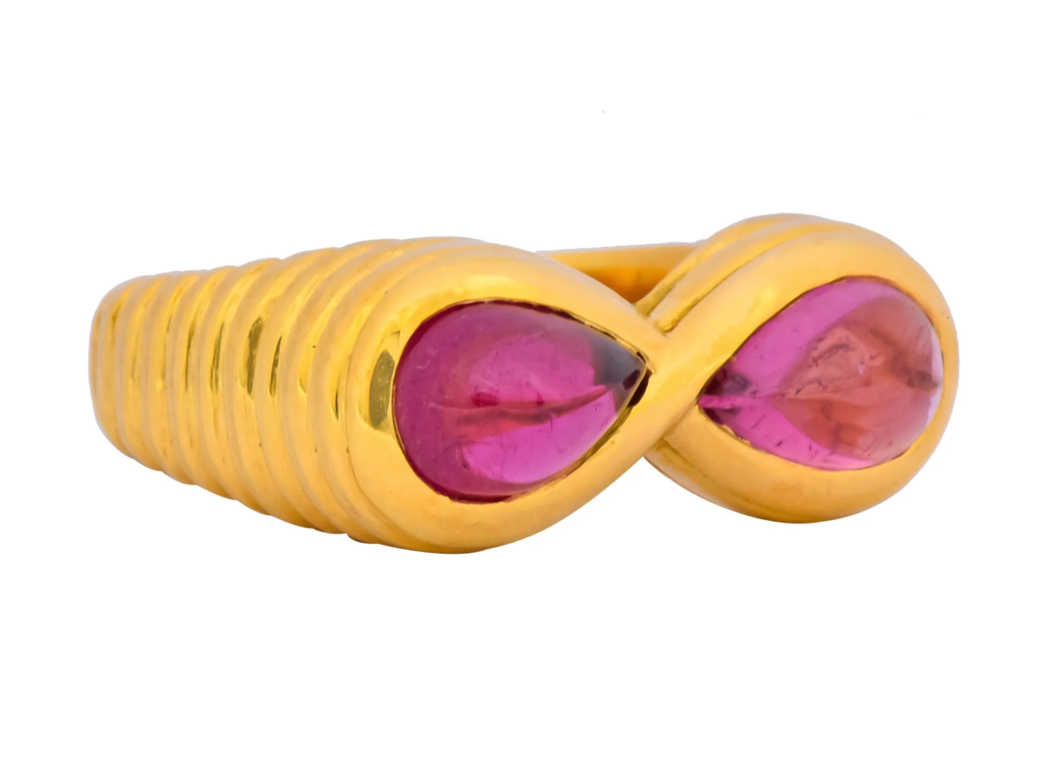 Bulgari Italian Tourmaline 18 Karat Gold Infinity Band Ring - Image 2