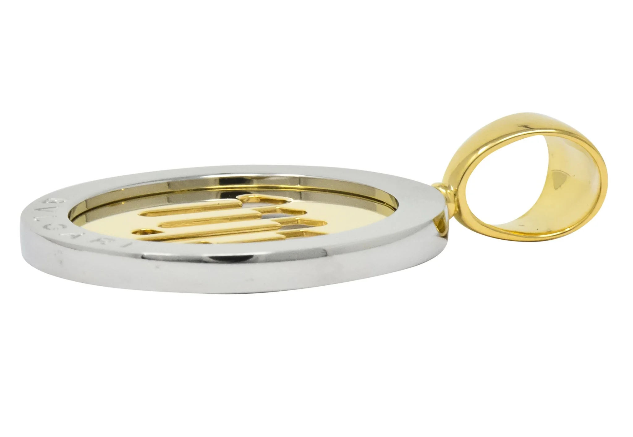 Bulgari Modern 18 Karat Gold Steel Virgo Tondo Bvlgari Pendant - Image 7