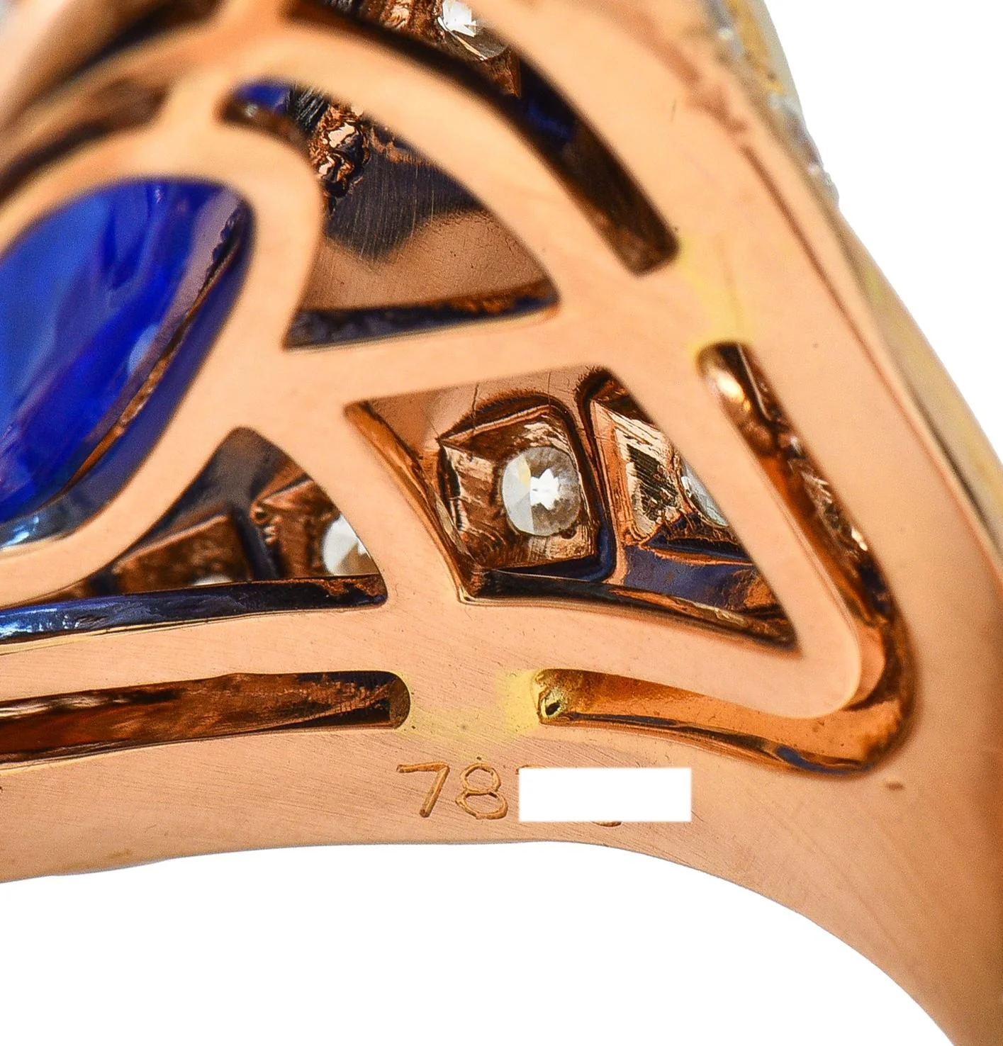 Bulgari No Heat Ceylon Sapphire Diamond Mother-Of-Pearl 18 Karat Rose Gold Inlay Ring AGL - Image 9