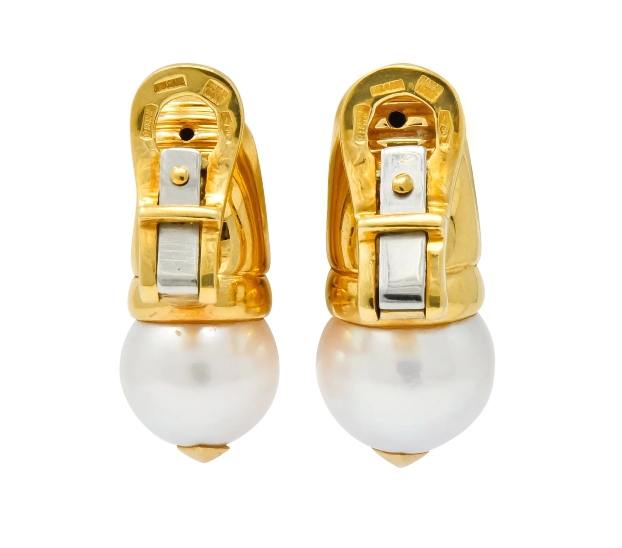Bulgari Pearl 18 Karat Yellow Gold Drop Ear-Clip Earrings - Image 7