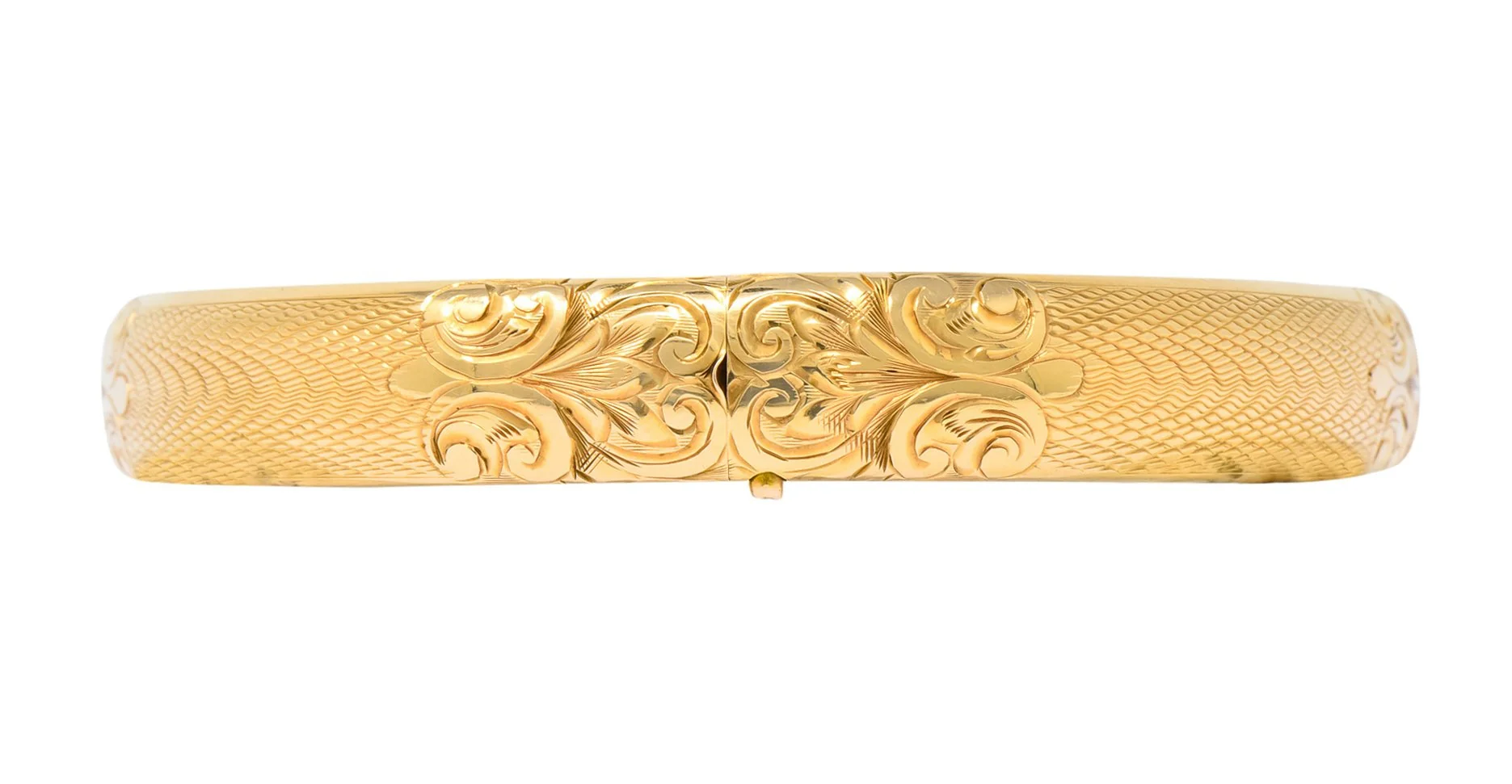 Burstow Kollmar & Co. Victorian 14 Karat Gold Engraved Bangle Bracelet - Image 3