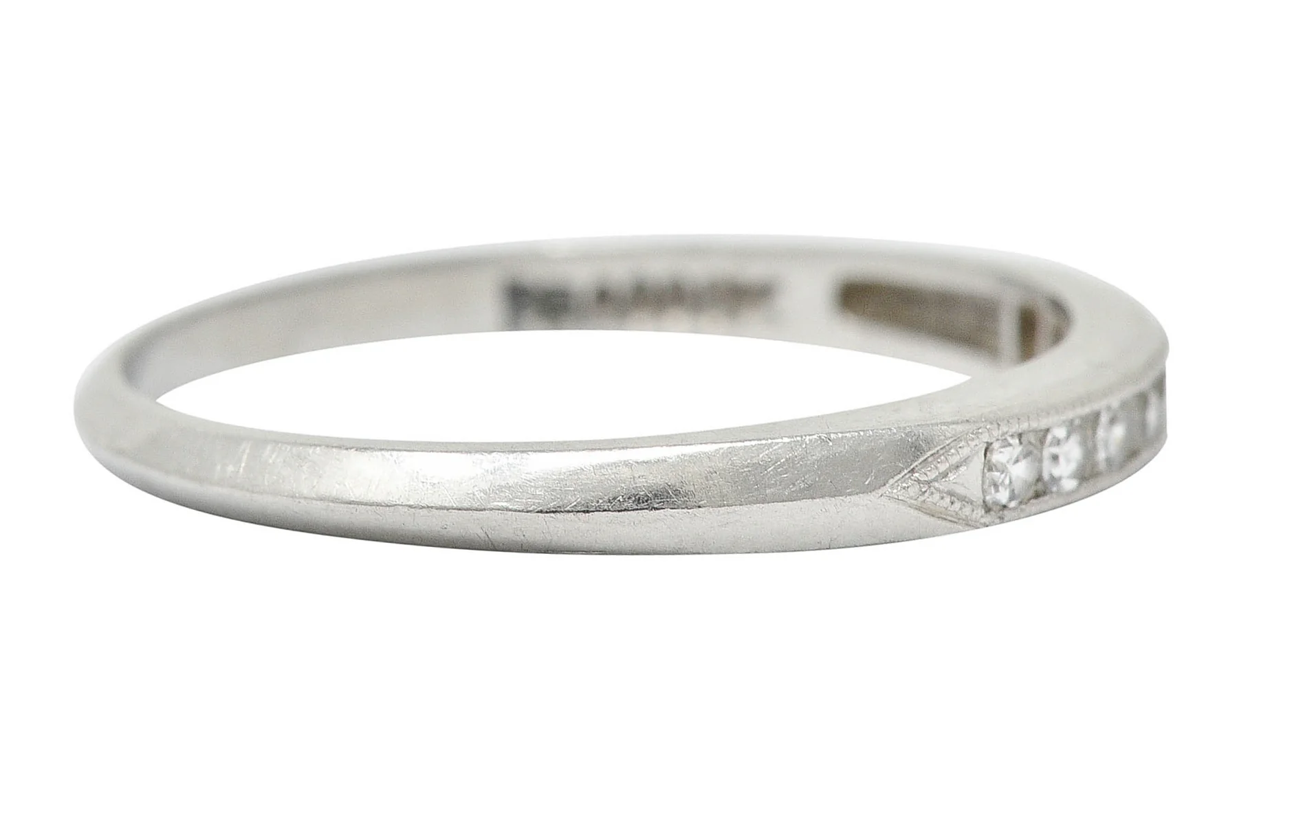 C.D. Peacock Art Deco Diamond Platinum Channel Band Ring - Image 3
