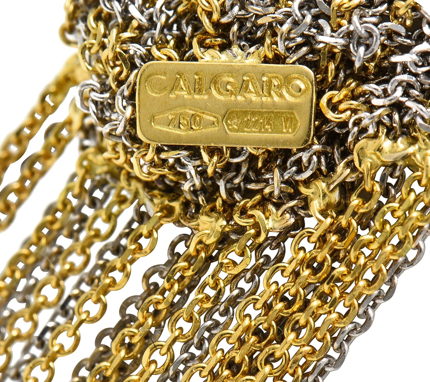 Calgaro 18 Karat Two-Tone Gold Woven Mesh Fringe Scarf Necklace - Image 6