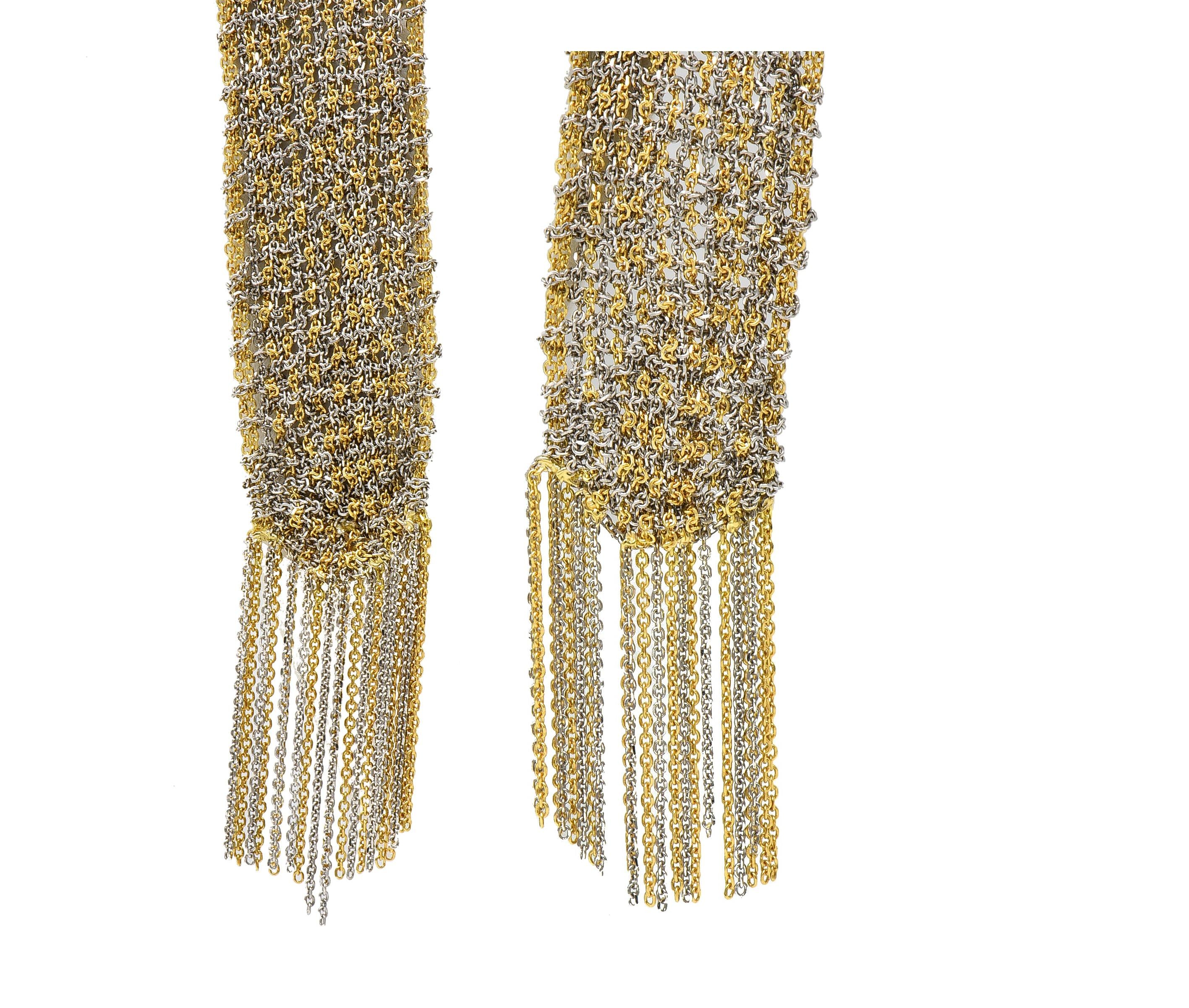 Calgaro 18 Karat Two-Tone Gold Woven Mesh Fringe Scarf Necklace - Image 8