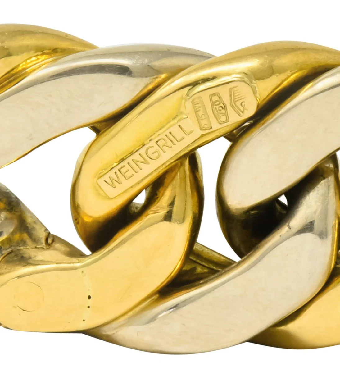 Carlo Weingrill Italian 18 Karat Two-Tone Gold Curb Link Unisex Bracelet - Image 9