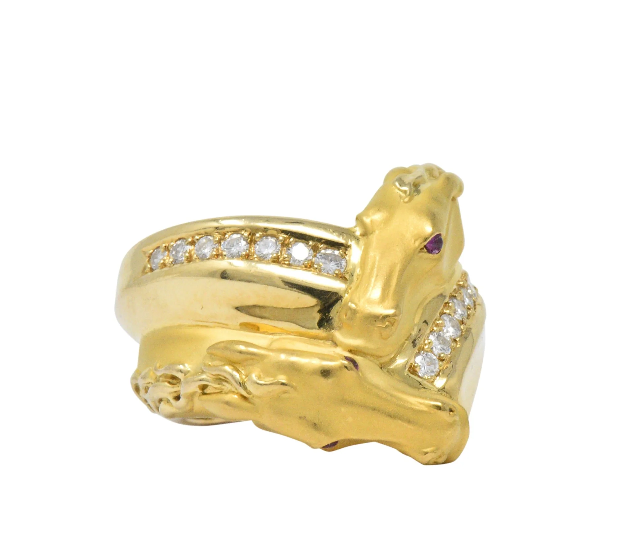 Carrera Y Carrera 0.30 CTW Diamond Ruby 18 Karat Gold Ecuestre Horse Ring - Image 6