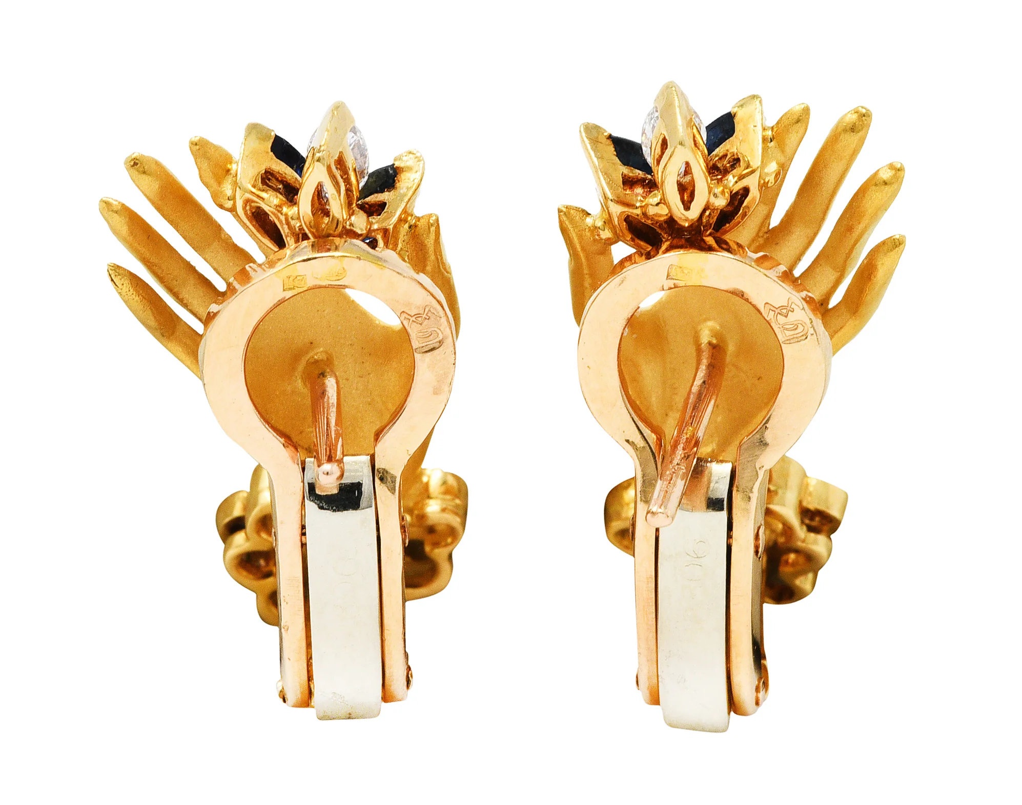 Carrera y Carrera 0.75 CTW Sapphire Diamond 18 Karat Gold Las Manos Hand Earrings - Image 3