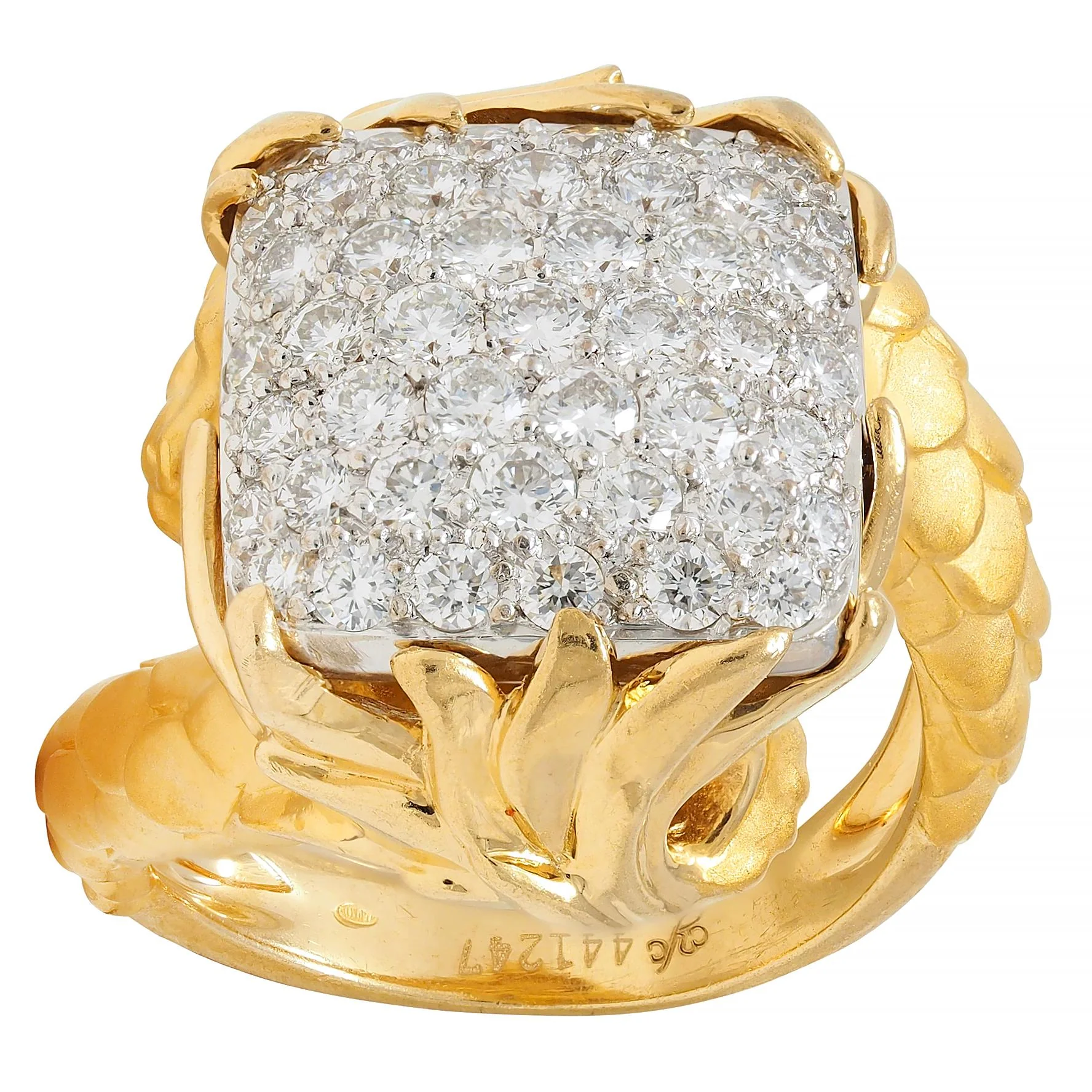 Carrera y Carrera 1.25 CTW Diamond 18 Karat Two-Tone Gold Contemporary Pavé Bypass Dragon Ring - Image 10