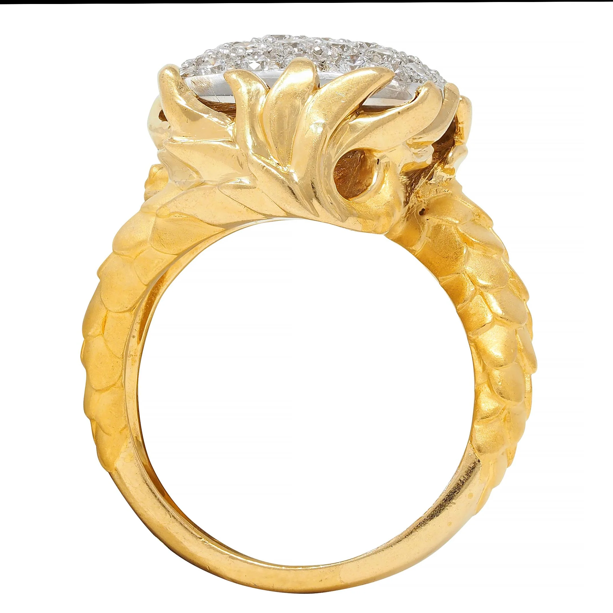 Carrera y Carrera 1.25 CTW Diamond 18 Karat Two-Tone Gold Contemporary Pavé Bypass Dragon Ring - Image 12