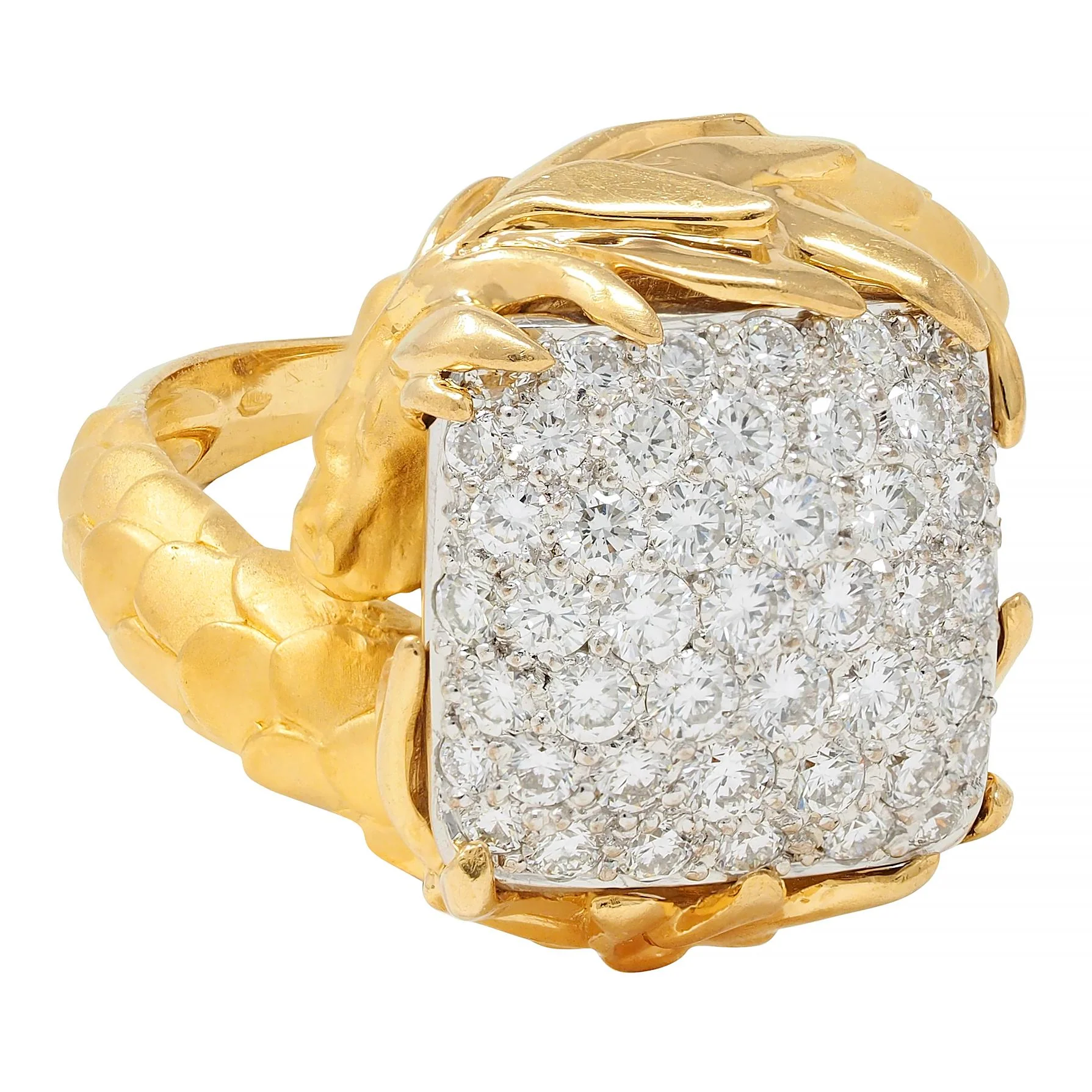 Carrera y Carrera 1.25 CTW Diamond 18 Karat Two-Tone Gold Contemporary Pavé Bypass Dragon Ring - Image 4