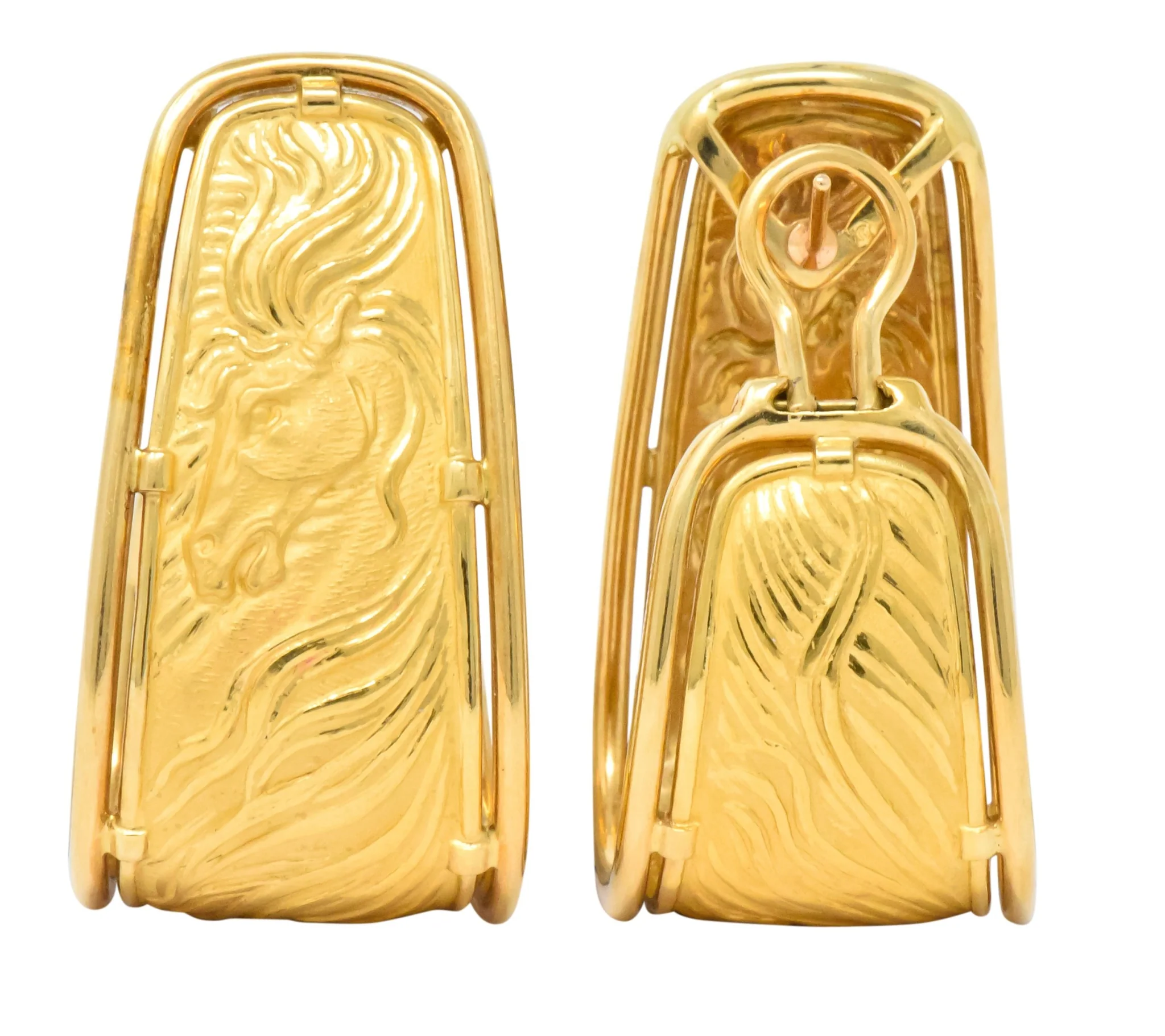 Carrera y Carrera 18 Karat Gold Ecuestre Half-Hoop Horse Earrings - Image 3