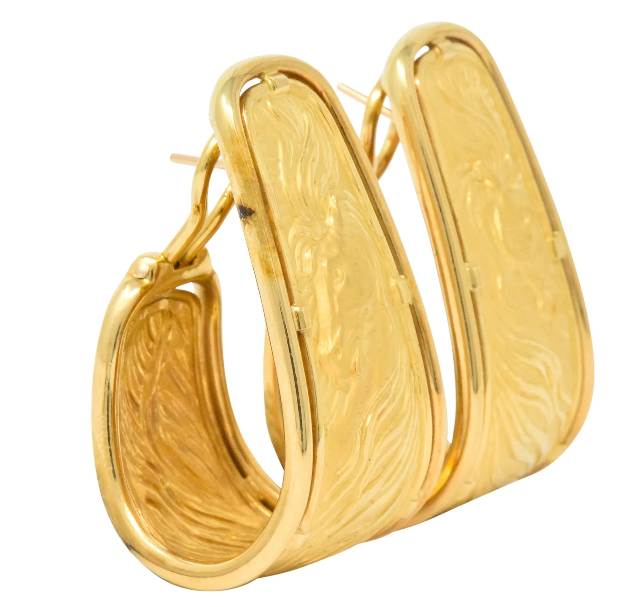 Carrera y Carrera 18 Karat Yellow Gold Ecuestre Half-Hoop Horse Earrings - Image 5