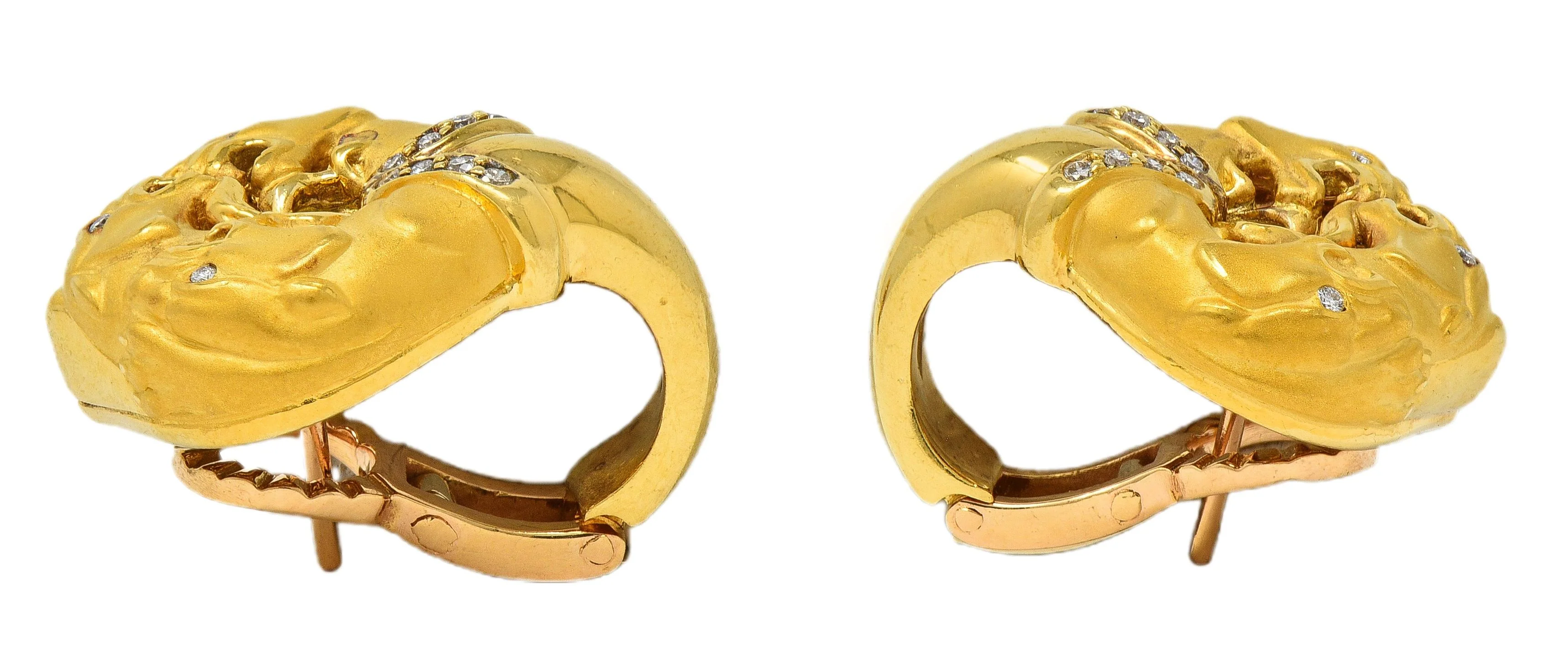 Carrera Y Carrera 2000's Diamond 18 Karat Yellow Gold Triple Panther Earrings - Image 7