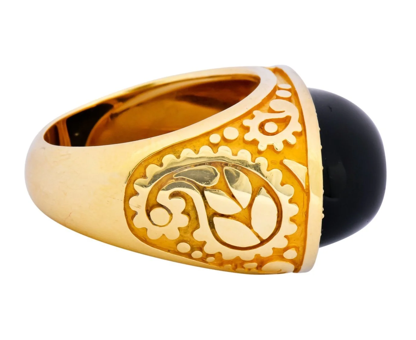 Carrera y Carrera Black Onyx 0.40 CTW Diamond 18 Karat Yellow Gold Cocktail Ring - Image 3