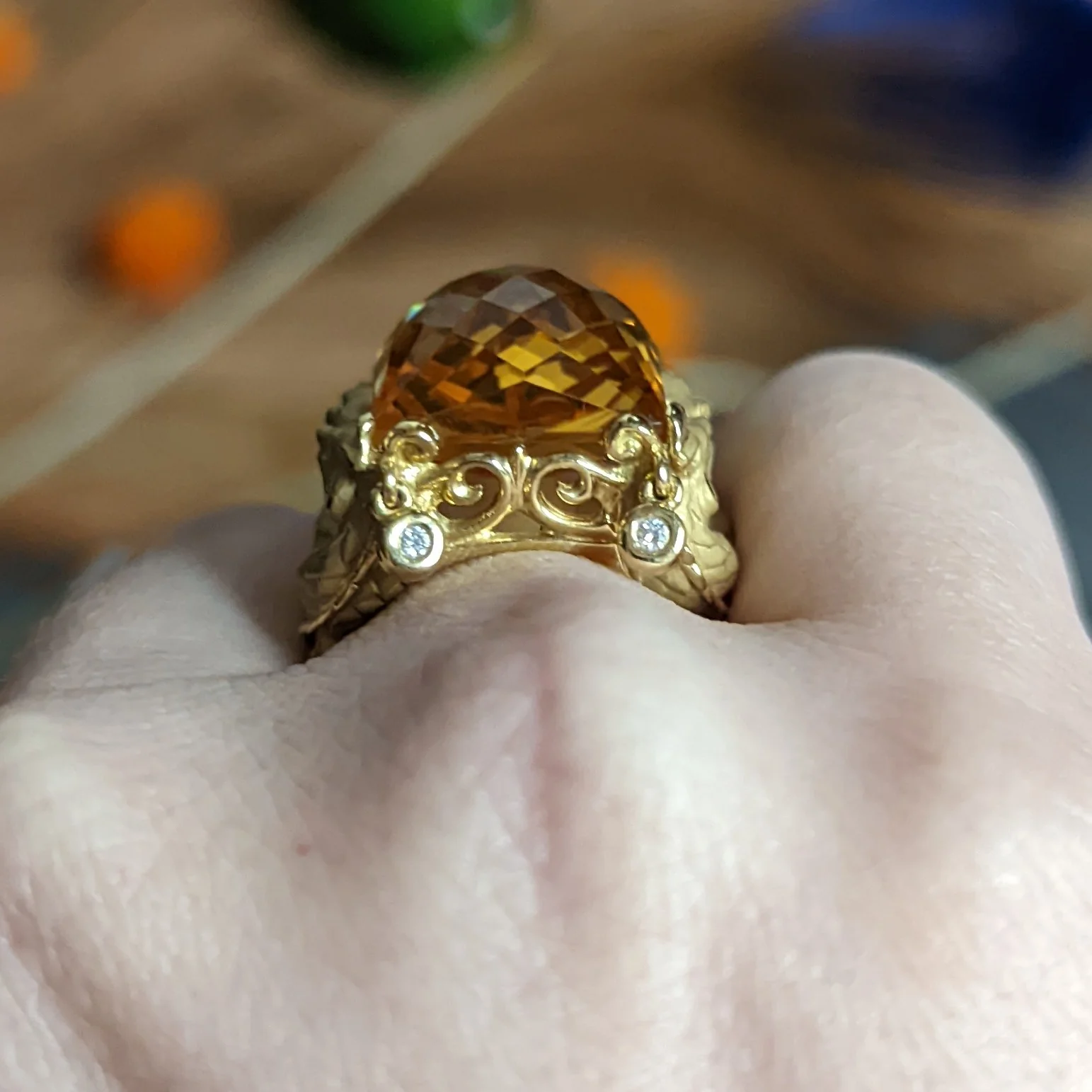 Carrera Y Carrera Citrine Diamond 18 Karat Gold Nanking Dragon Statement Ring - Image 14