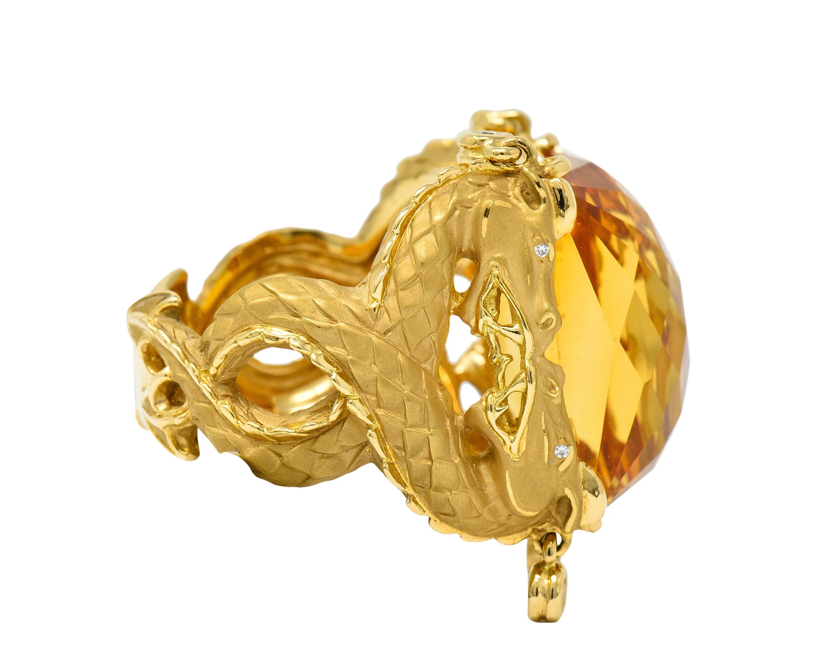 Carrera Y Carrera Citrine Diamond 18 Karat Gold Nanking Dragon Statement Ring - Image 4