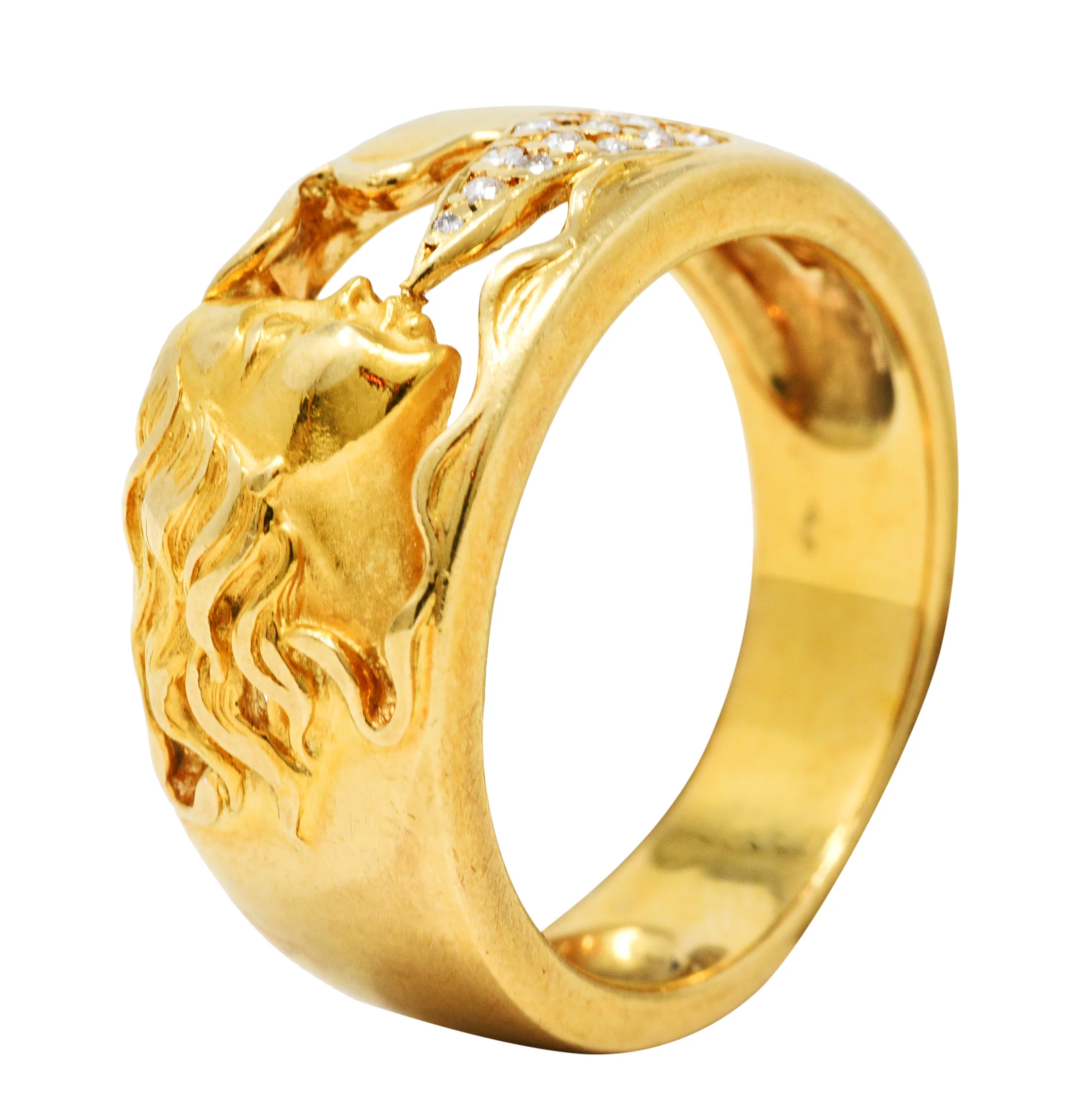 Carrera Y Carrera Diamond 18 Karat Gold Wind Nymph Blowing Band Ring - Image 9