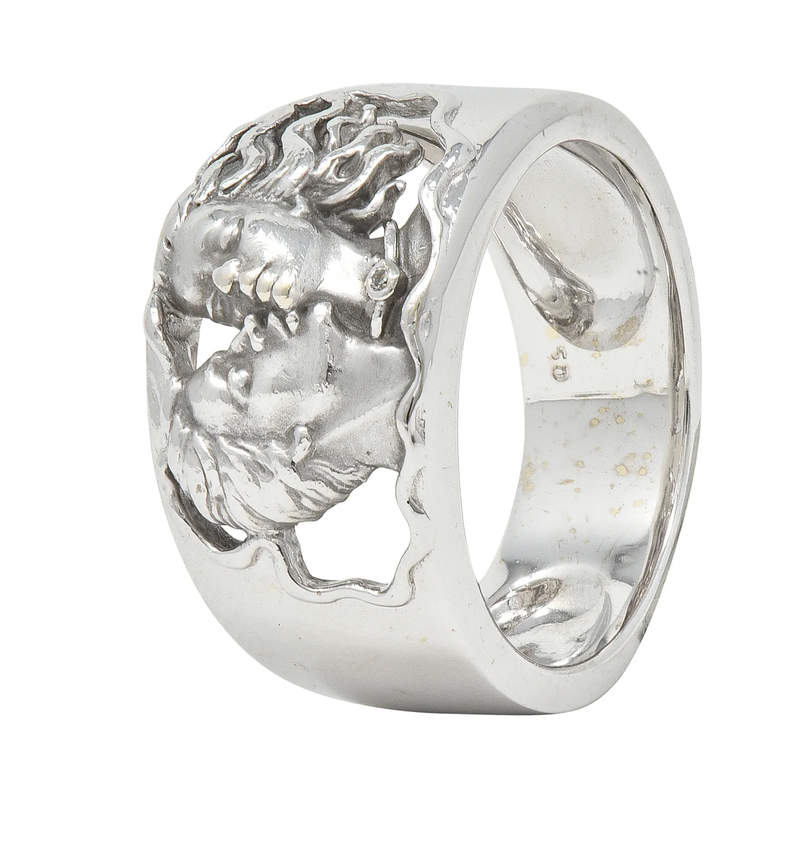 Carrera Y Carrera Diamond 18 Karat White Gold Adam & Eve Band Ring - Image 10
