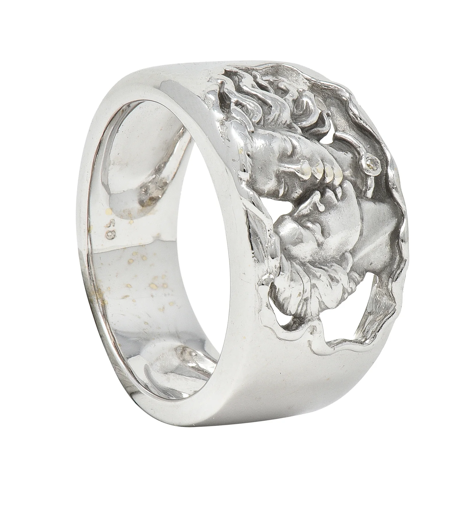 Carrera Y Carrera Diamond 18 Karat White Gold Adam & Eve Band Ring - Image 12