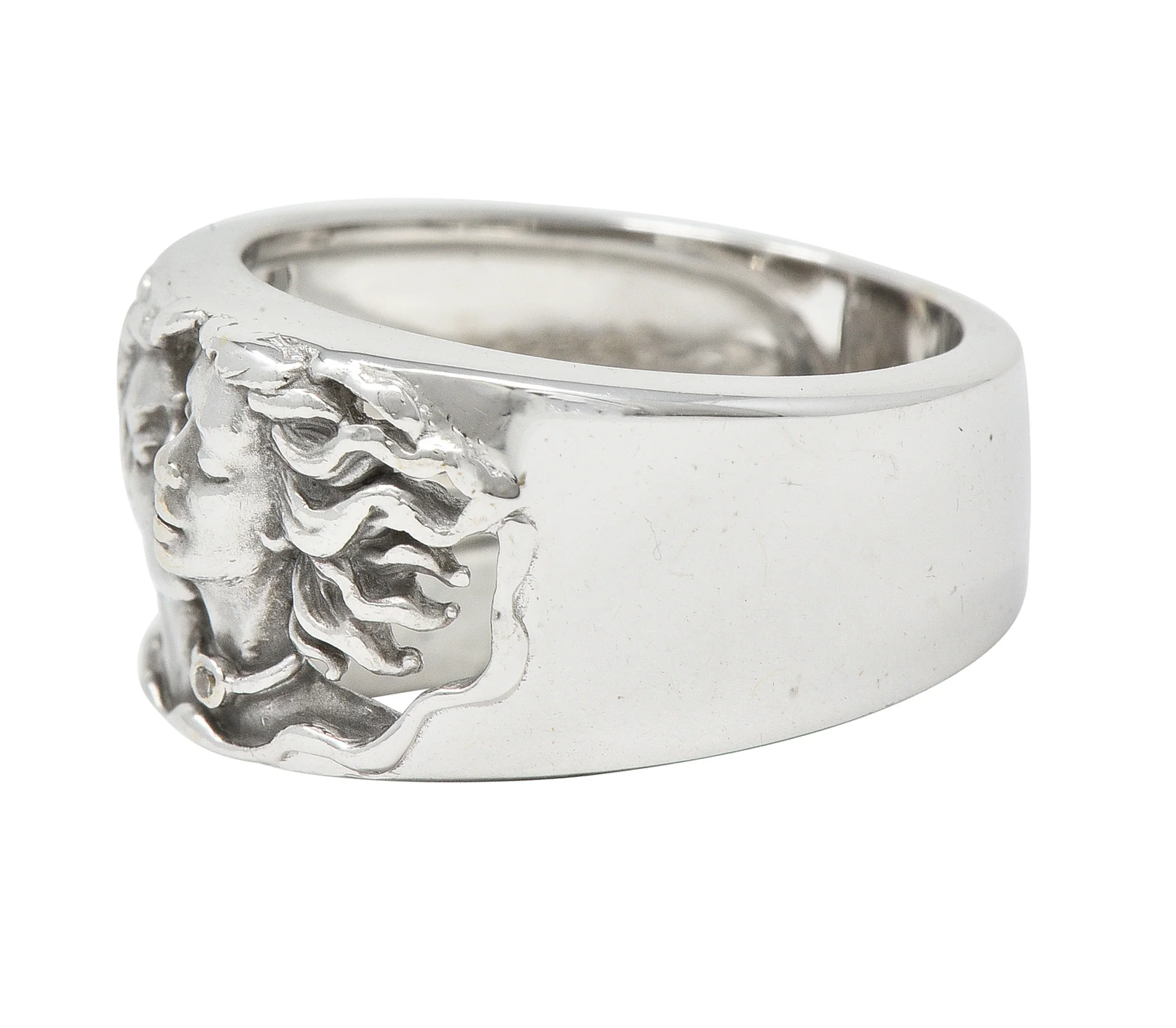 Carrera Y Carrera Diamond 18 Karat White Gold Adam & Eve Band Ring - Image 5