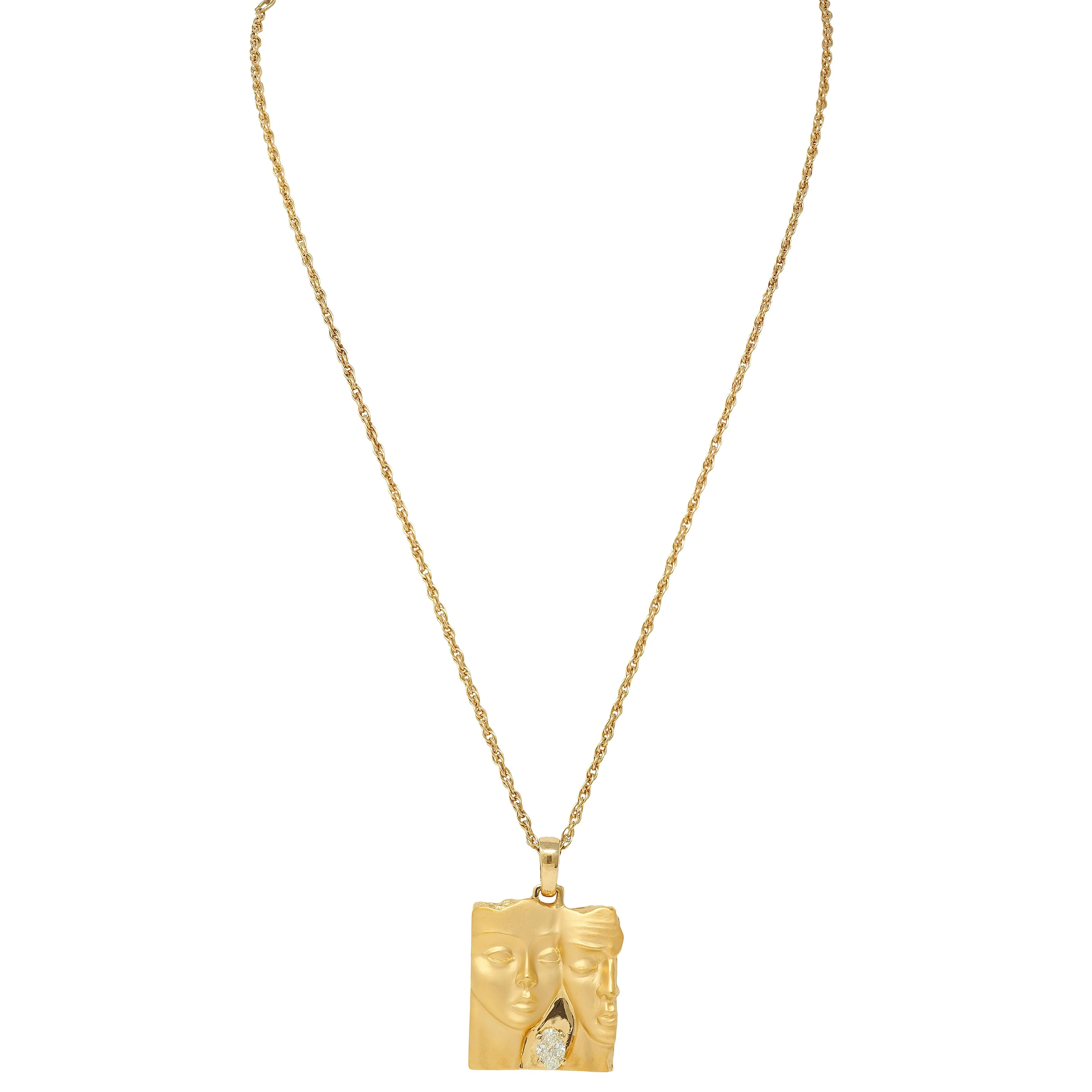 Carrera y Carrera Diamond 18 Karat Yellow Gold Adam & Eve Pendant Necklace - Image 3
