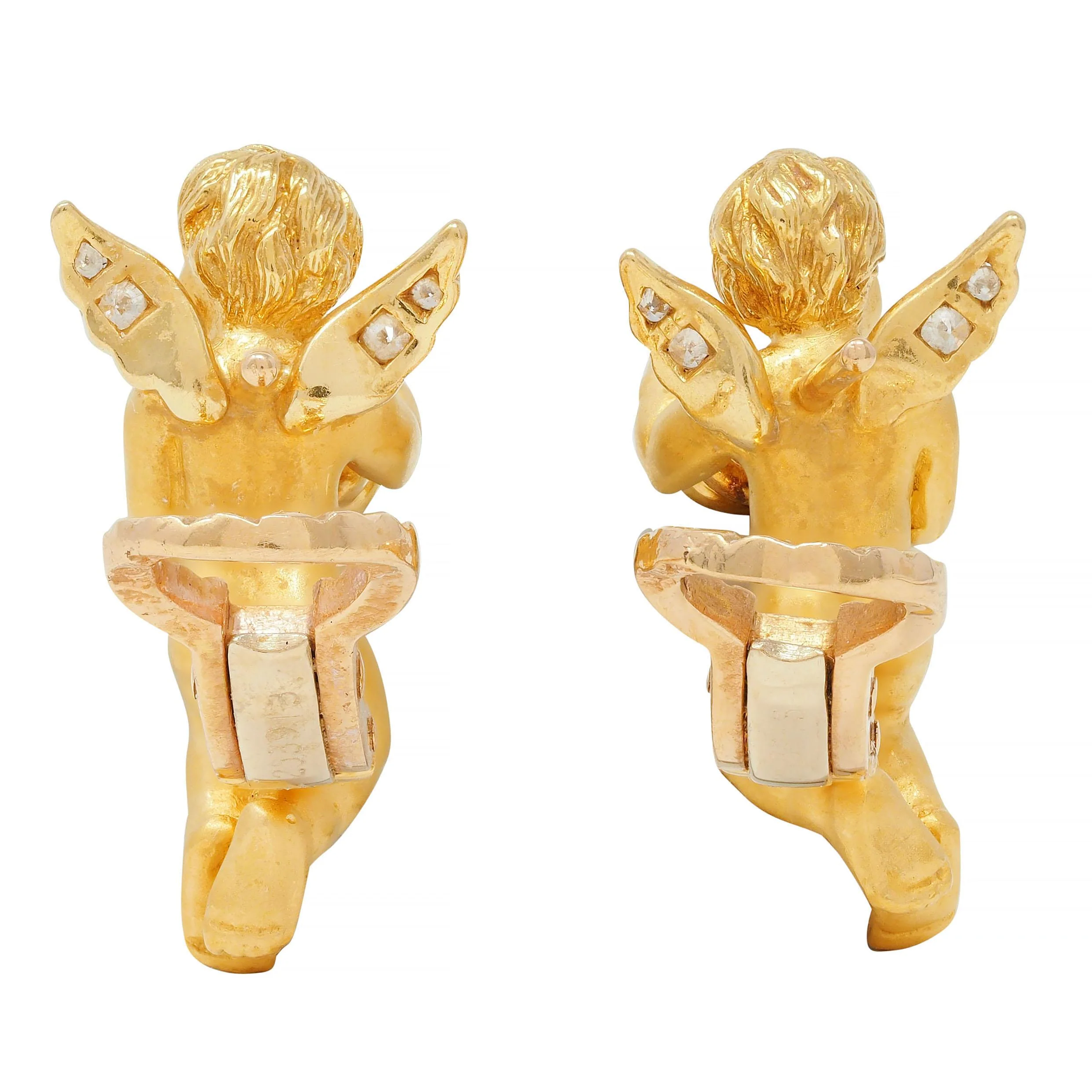 Carrera Y Carrera Diamond 18 Karat Yellow Gold Cherub Angel Earrings - Image 6