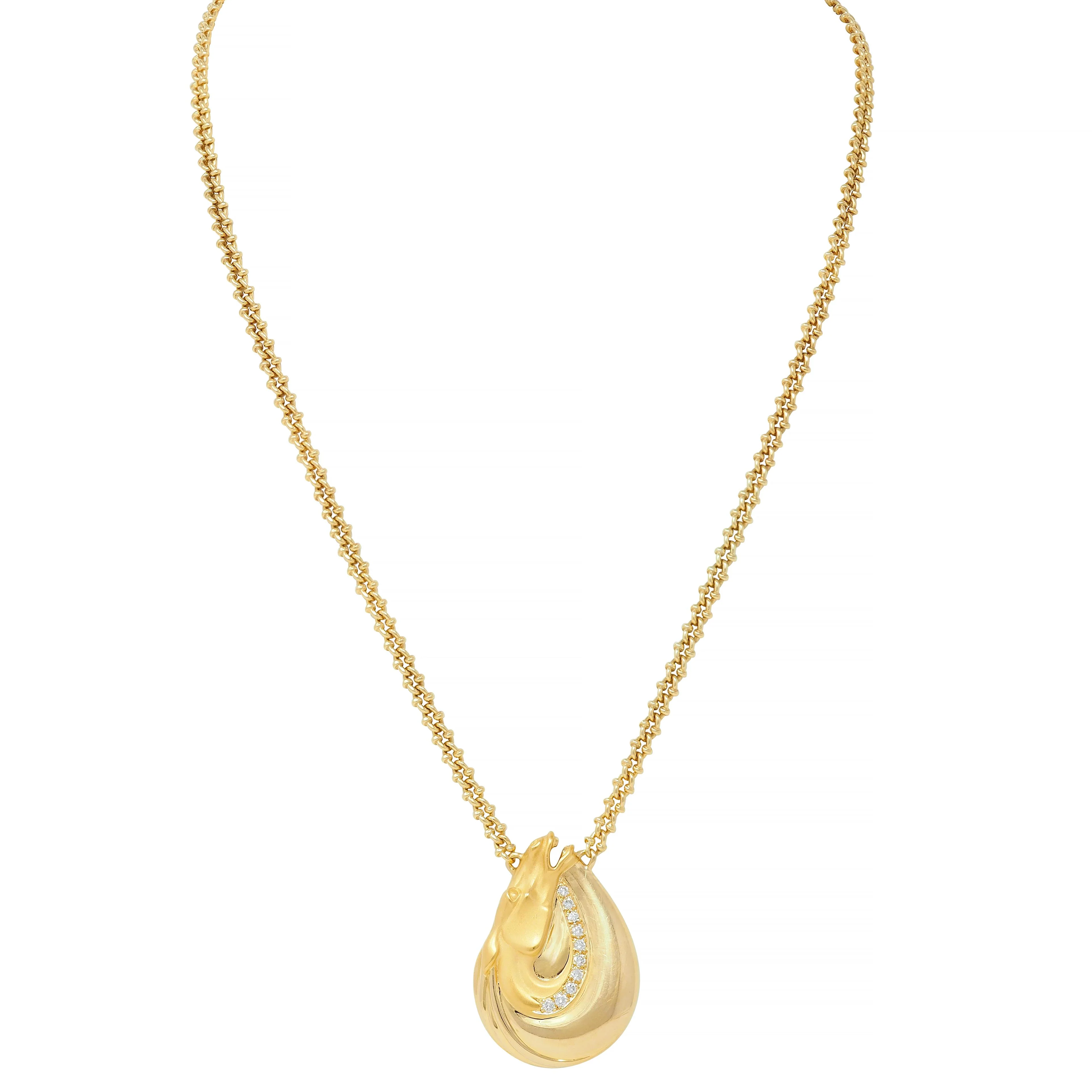Carrera Y Carrera Diamond 18 Karat Yellow Gold Horse Ecuestre Station Necklace - Image 9