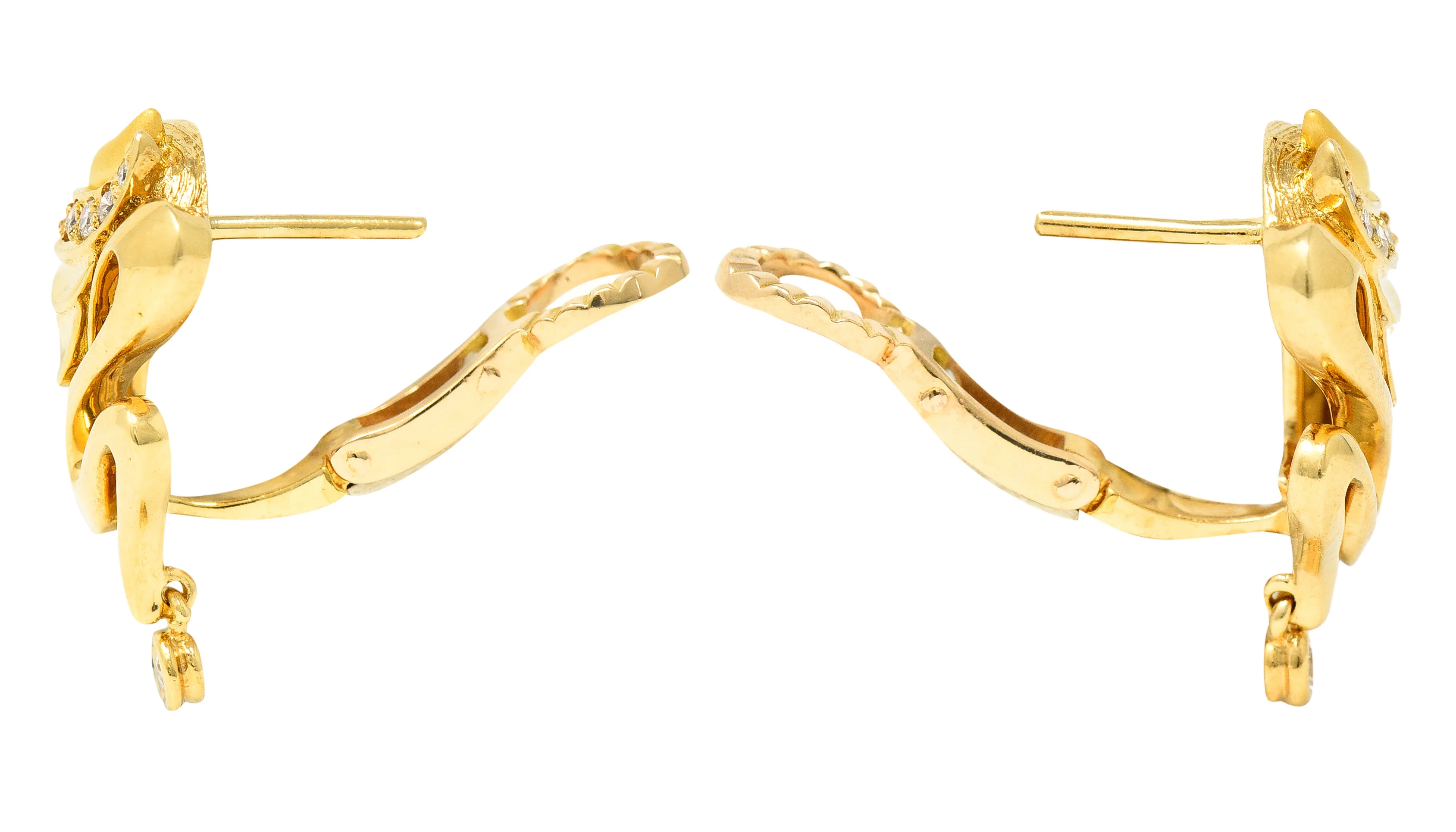Carrera y Carrera Diamond 18 Karat Yellow Gold Masquerade Mask Vintage Stud Earrings - Image 5