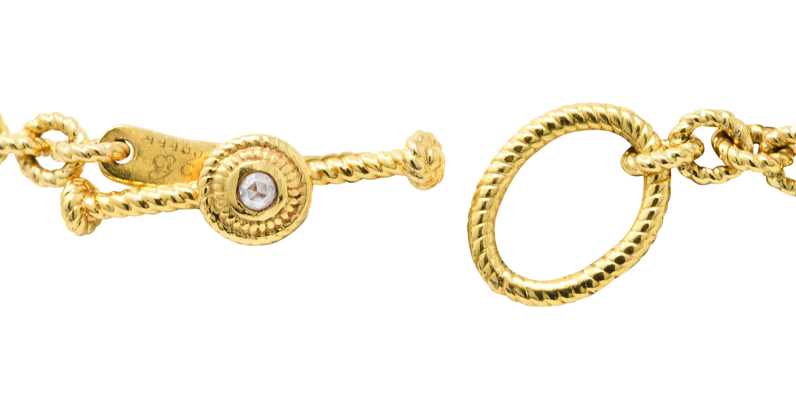 Carrera y Carrera Diamond 18 Karat Yellow Gold Twisted Rope Link Toggle Necklace - Image 7