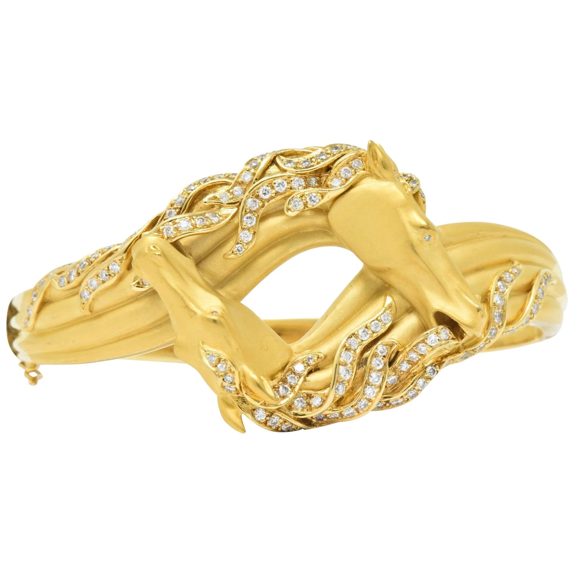 Carrera Y Carrera Ecuestre 1.45 CTW Diamond 18 Karat Horse Gold Bangle Bracelet