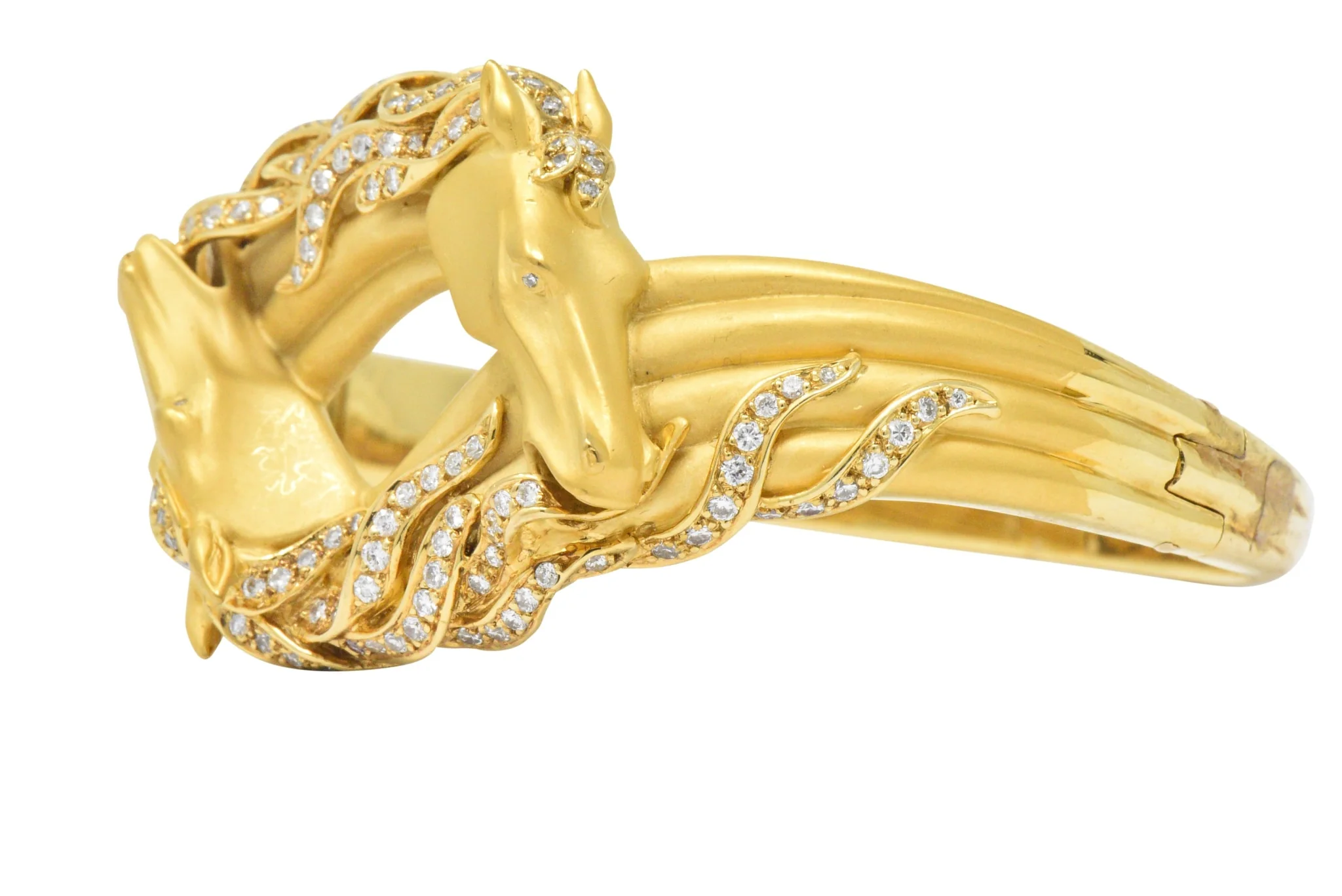 Carrera Y Carrera Ecuestre 1.45 CTW Diamond 18 Karat Horse Gold Bangle Bracelet - Image 2