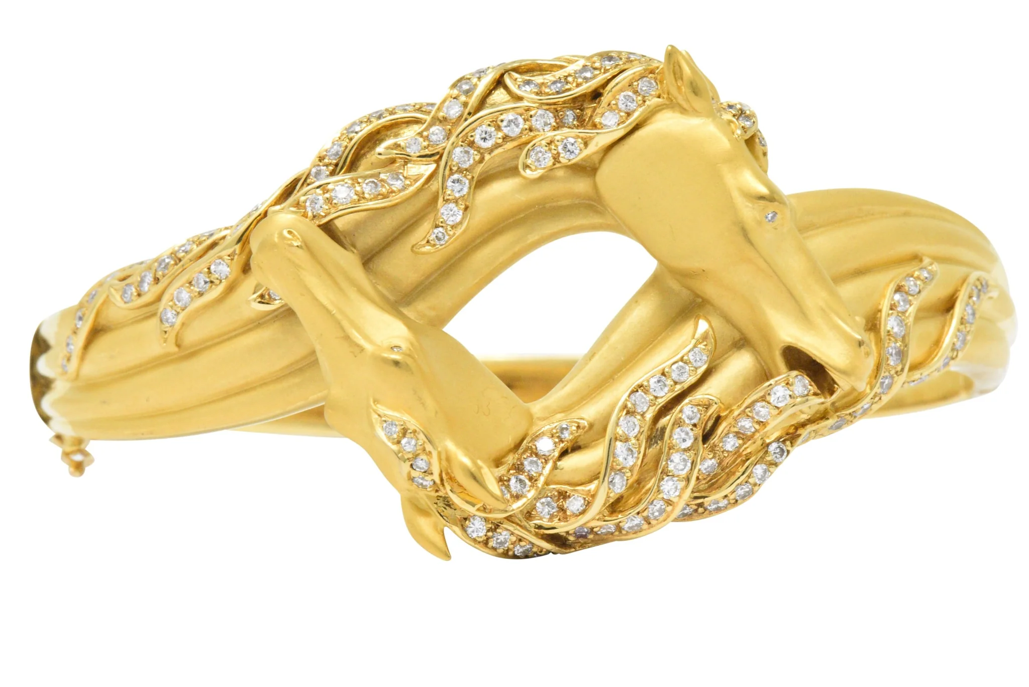Carrera Y Carrera Ecuestre 1.45 CTW Diamond 18 Karat Horse Gold Bangle Bracelet - Image 3