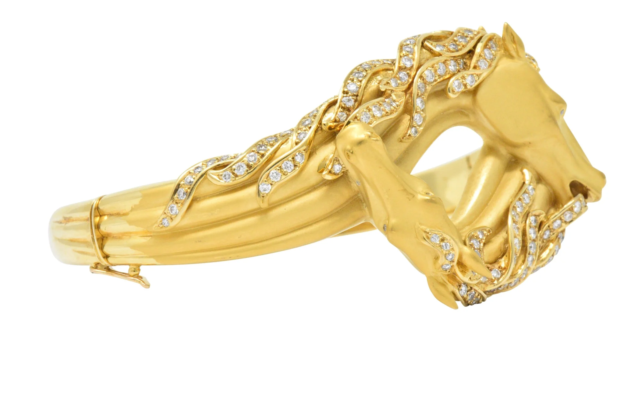 Carrera Y Carrera Ecuestre 1.45 CTW Diamond 18 Karat Horse Gold Bangle Bracelet - Image 4