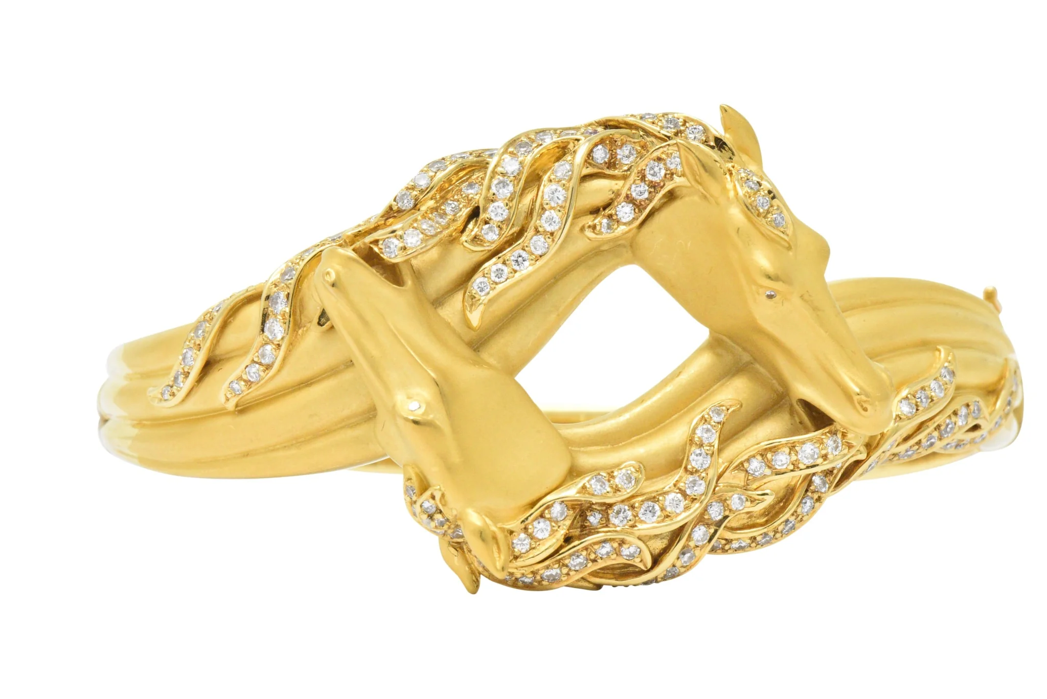 Carrera Y Carrera Ecuestre 1.45 CTW Diamond 18 Karat Horse Gold Bangle Bracelet - Image 5