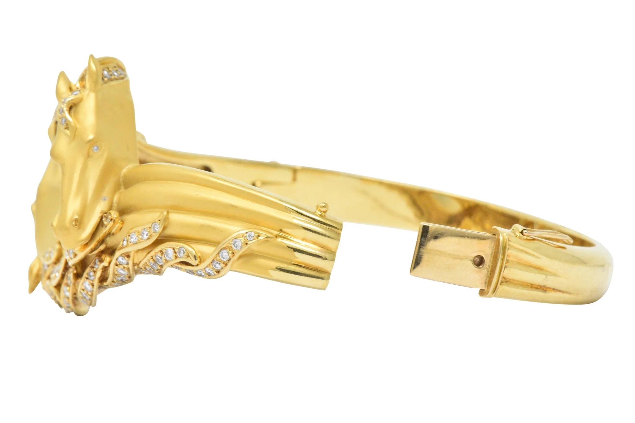 Carrera Y Carrera Ecuestre 1.45 CTW Diamond 18 Karat Horse Gold Bangle Bracelet - Image 7