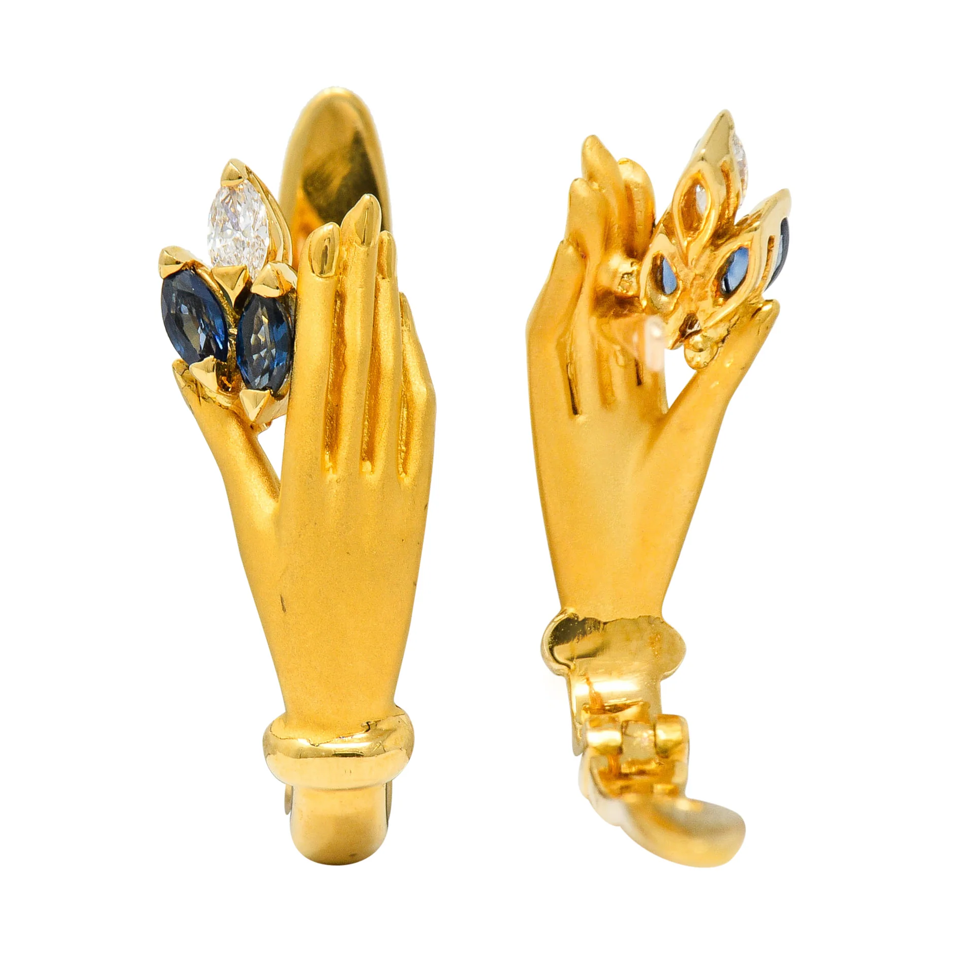 Carrera y Carrera Sapphire Diamond 18 Karat Gold Las Manos Earrings - Image 9