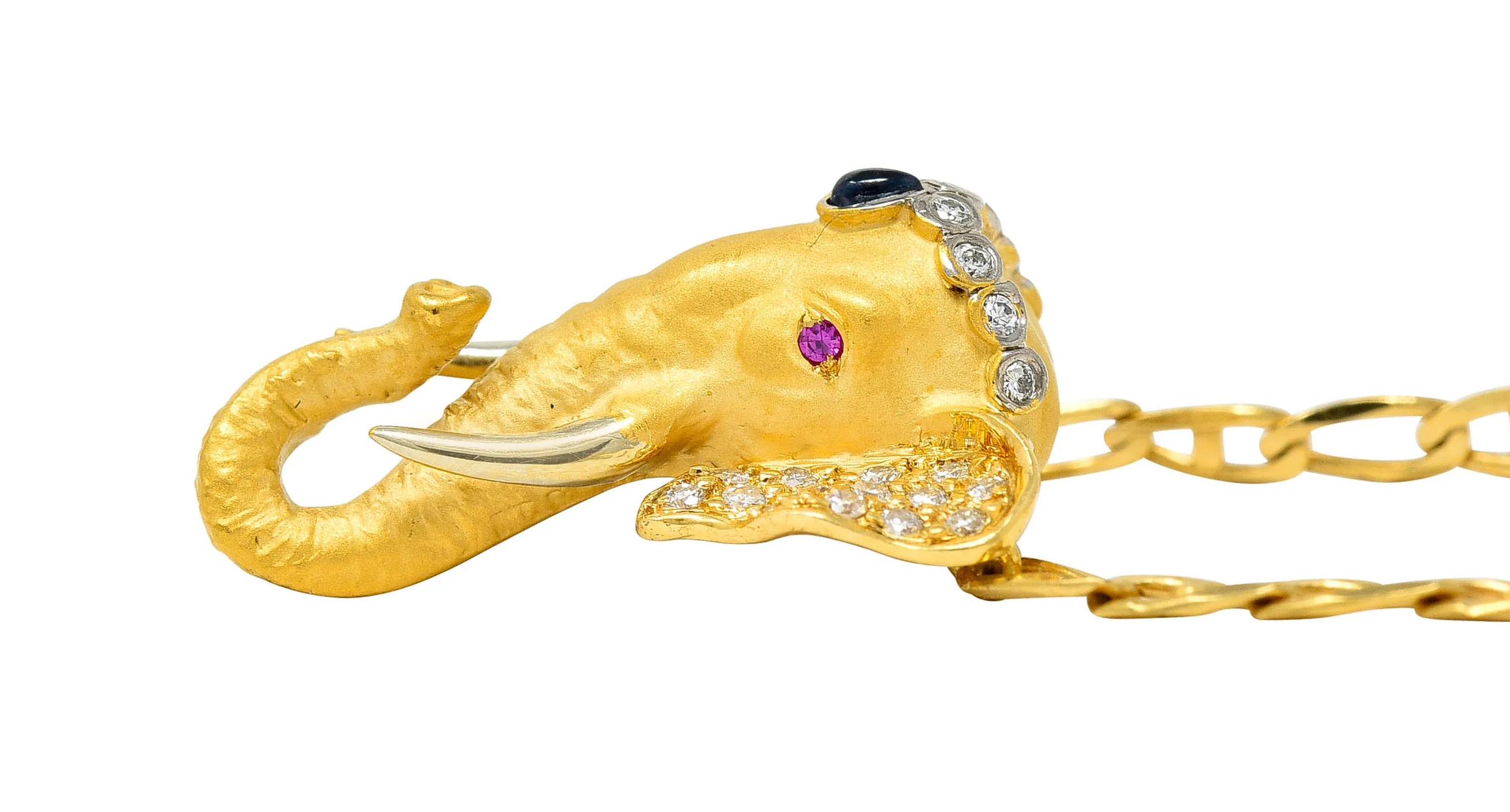 Carrera Y Carrera Sapphire Ruby Diamond 18 Karat Gold Elephante Necklace - Image 11