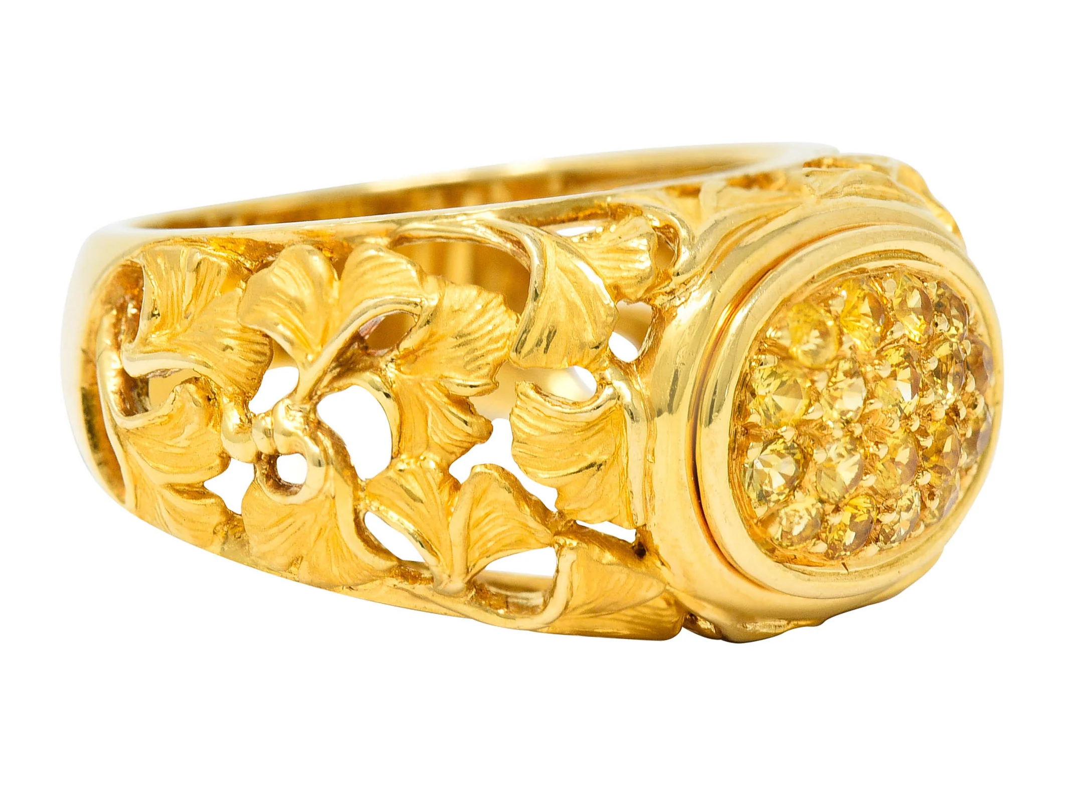 Carrera Y Carrera Yellow Sapphire 18 Karat Gold Ginkgo Band Ring - Image 2