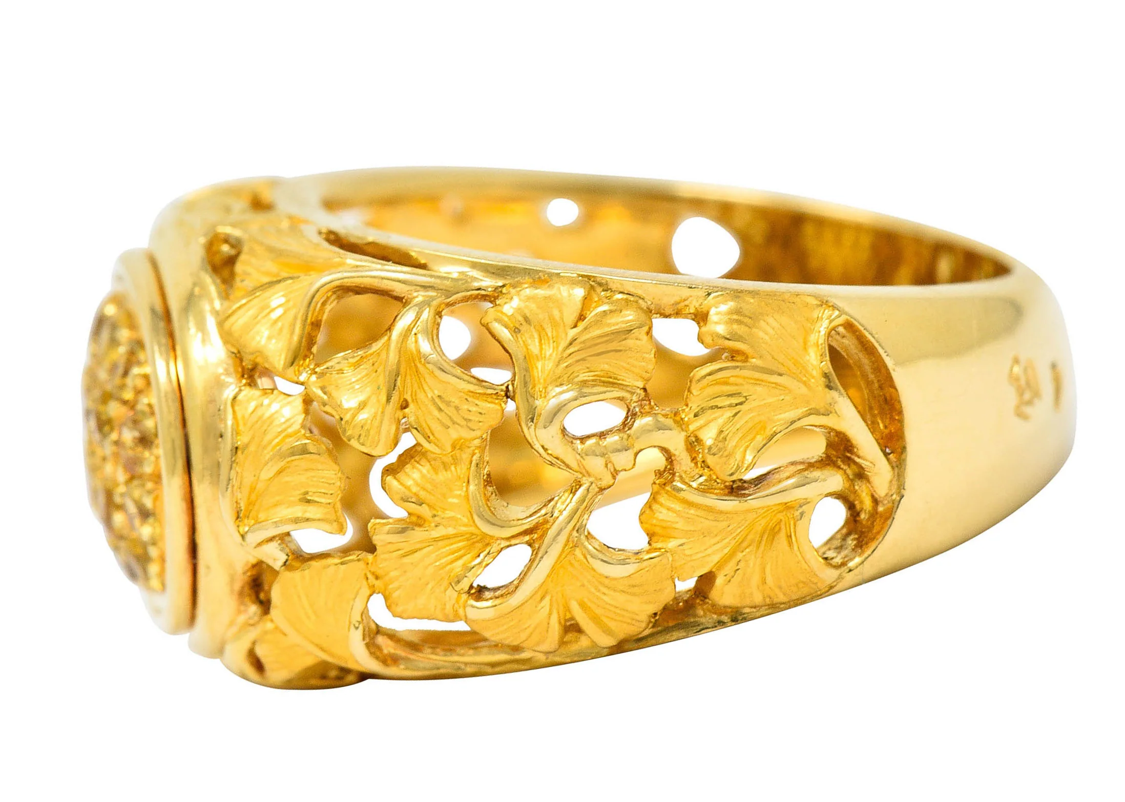 Carrera Y Carrera Yellow Sapphire 18 Karat Gold Ginkgo Band Ring - Image 5
