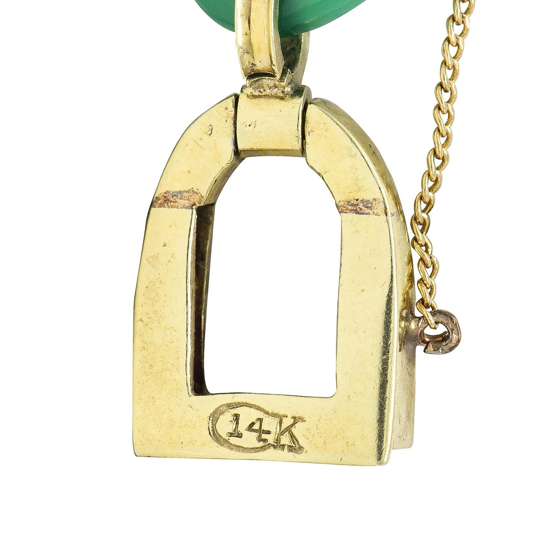 Carrington Co. Art Deco Carnelian Chrysoprase 14 Karat Gold Antique Link Bracelet - Image 8
