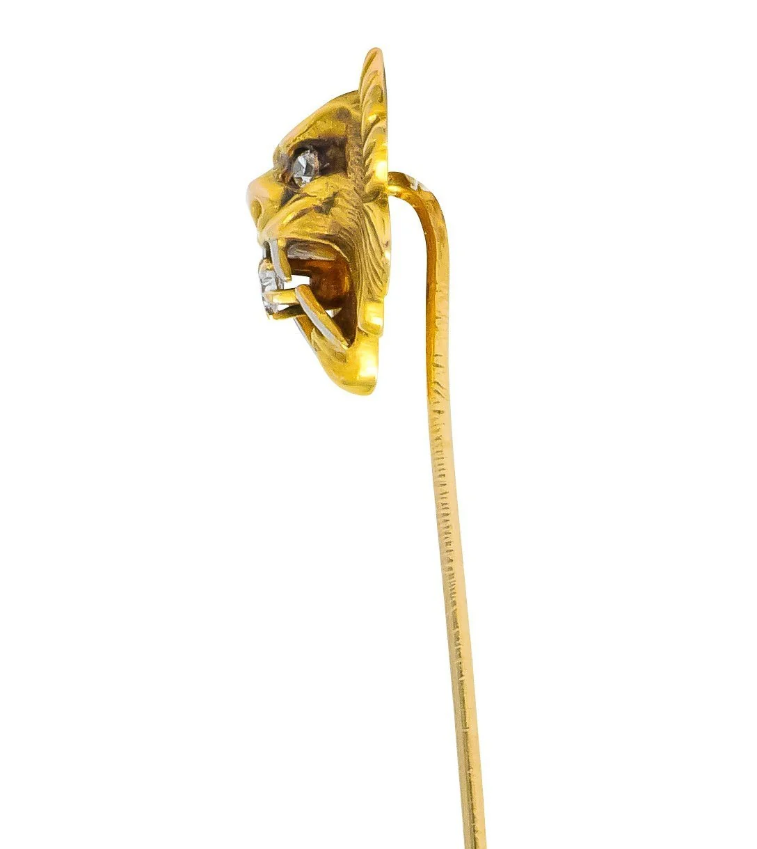 Carter Gough & Co. Edwardian Diamond 14 Karat Two-Tone Gold Tiger Stickpin - Image 2