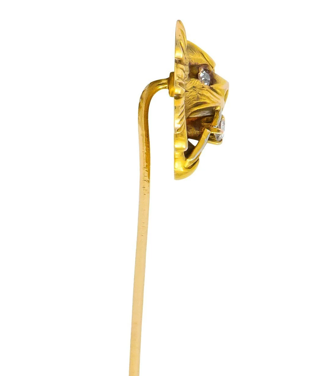 Carter Gough & Co. Edwardian Diamond 14 Karat Two-Tone Gold Tiger Stickpin - Image 4
